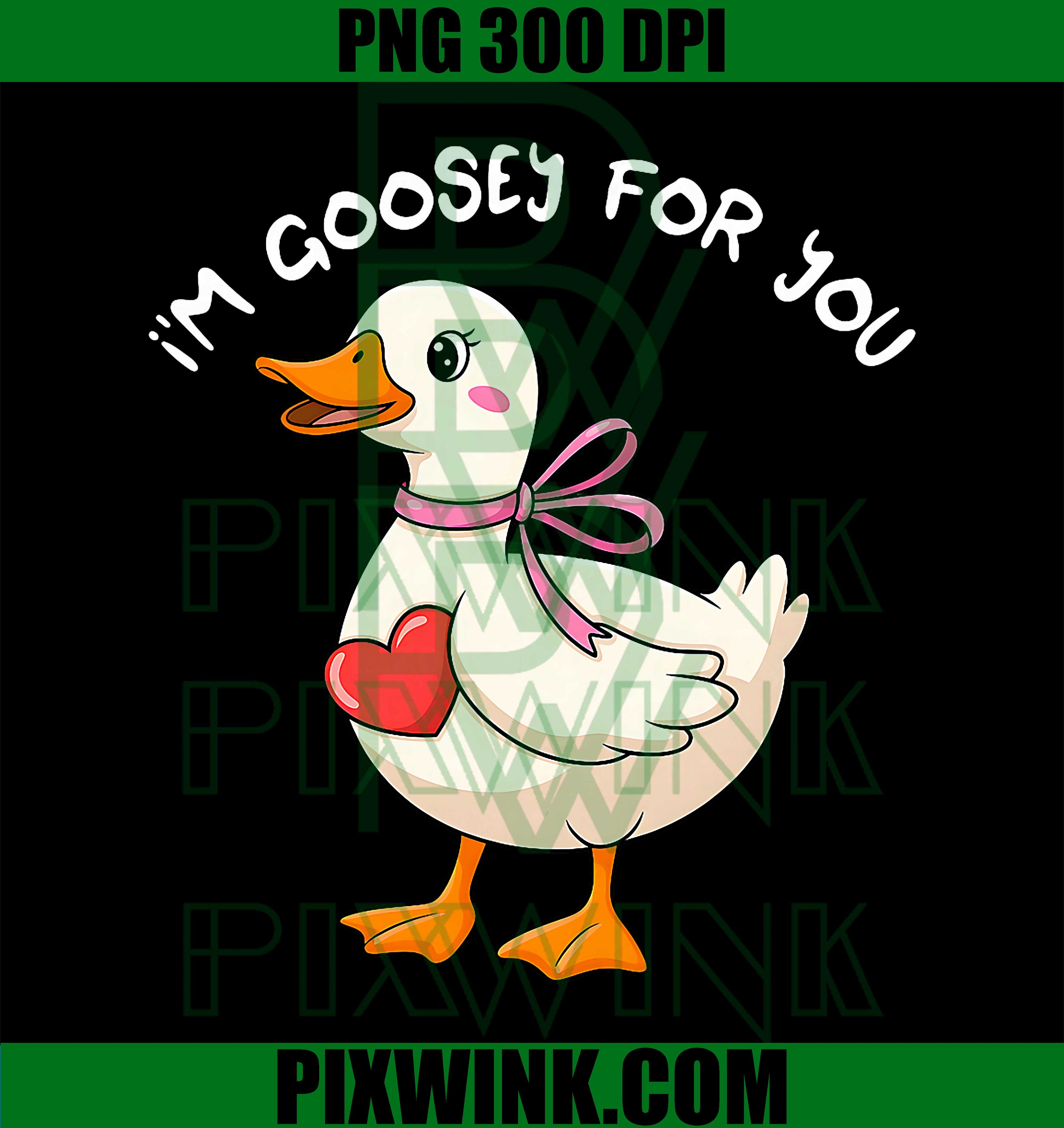 I'm Goosey for You Coquette Valentine Goose PNG