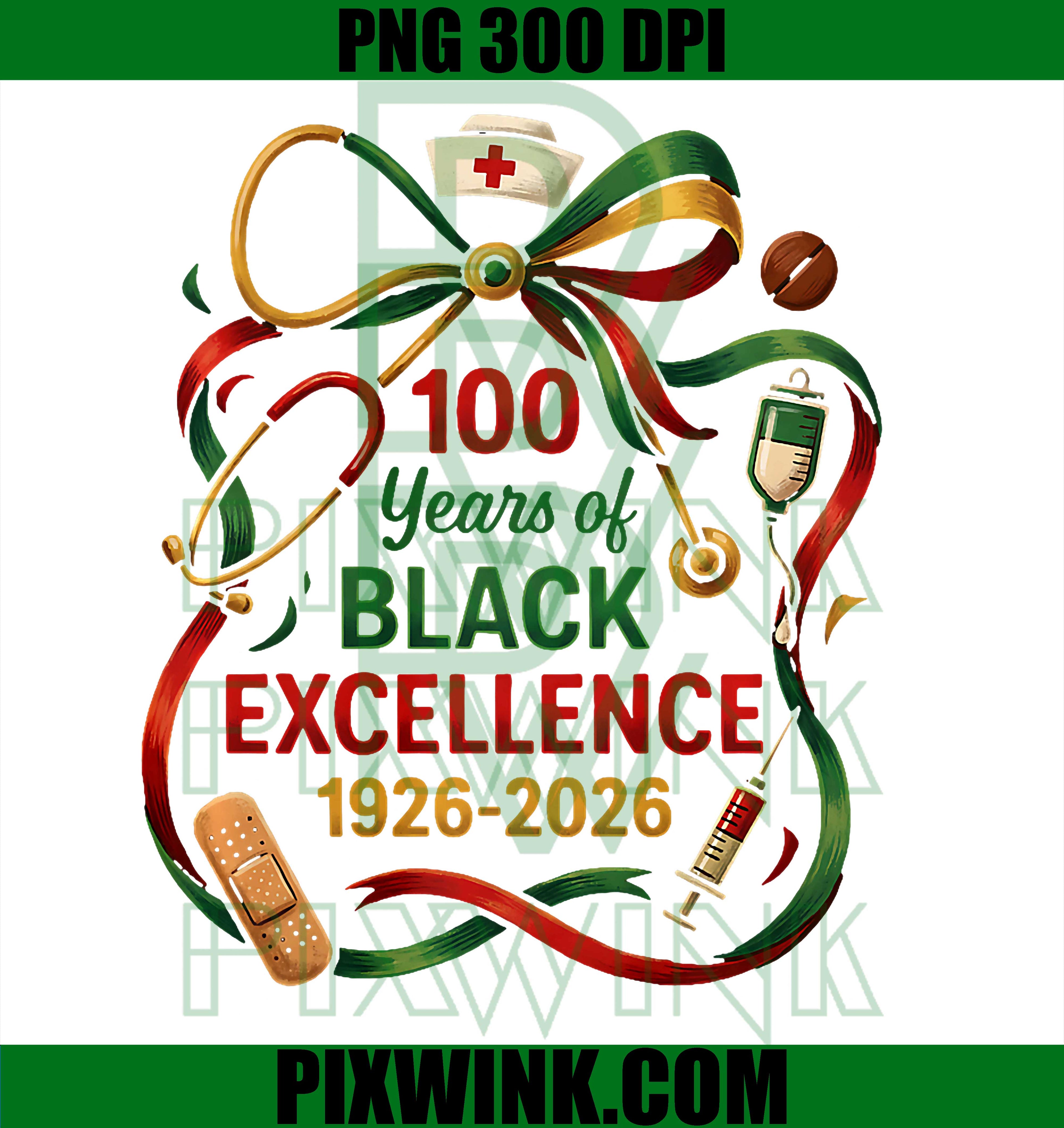 100 Years Black Nurse Excellence PNG, Centennial PNG, Nursing PNG