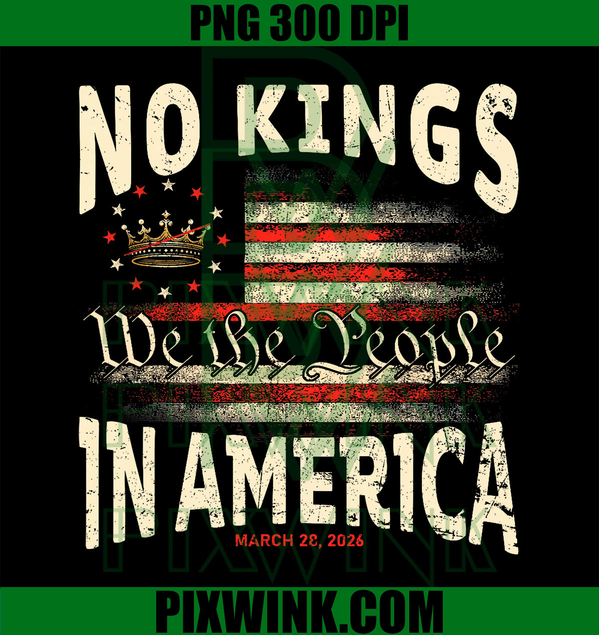 No Kings We The People PNG, Patriotic American Quote PNG

