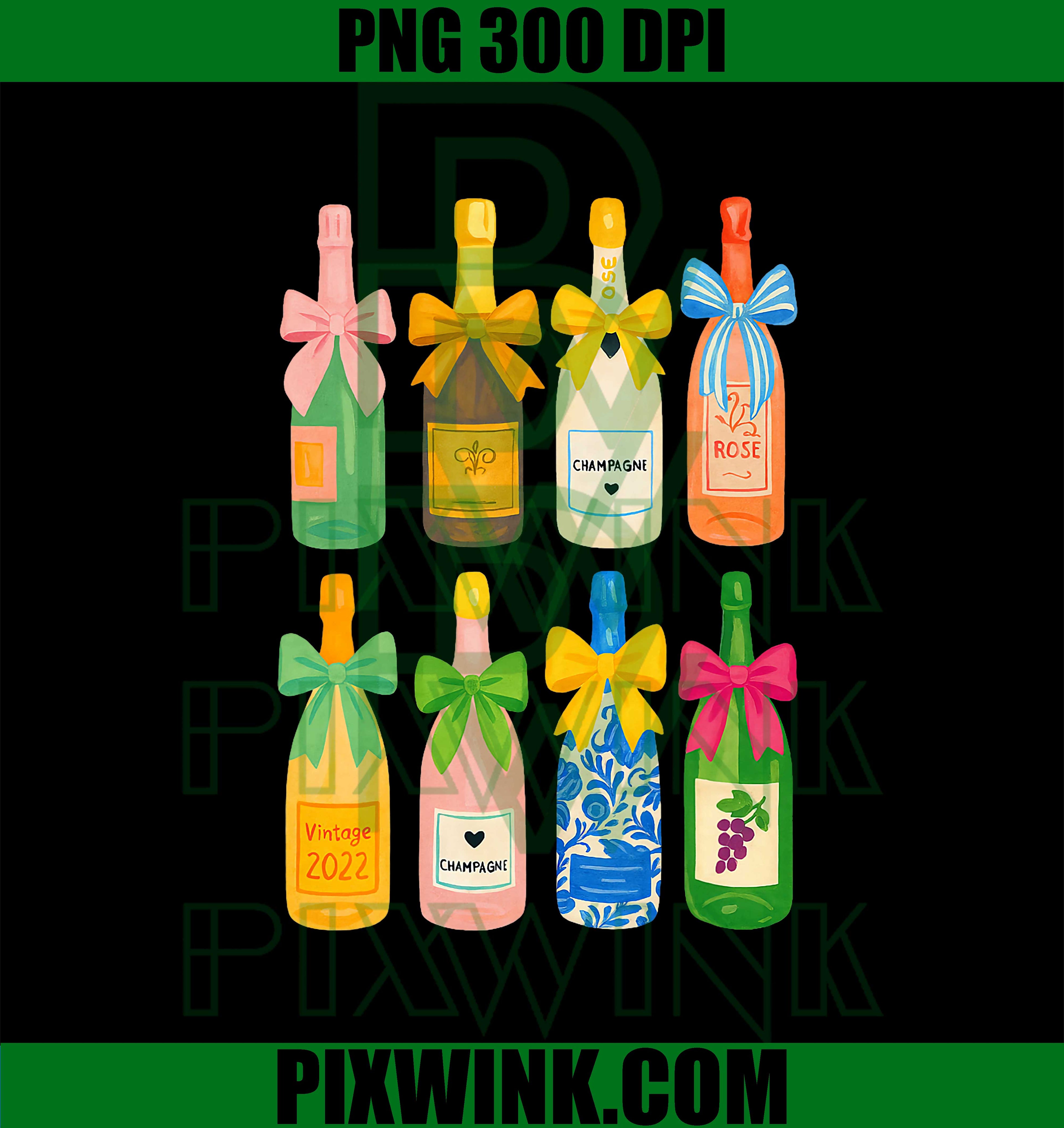 Christmas Happy New Year 2026 Champagne Coquette PNG