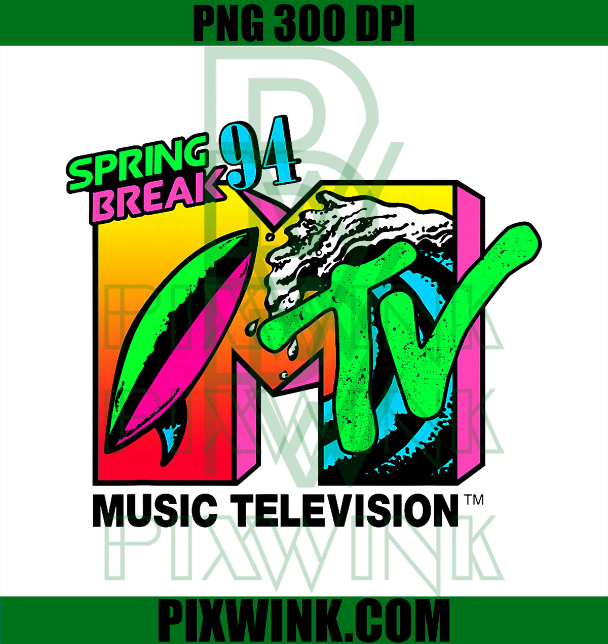 Classic MTV Logo PNG, Spring Break 94 PNG, 90s Vintage Music Art PNG ...