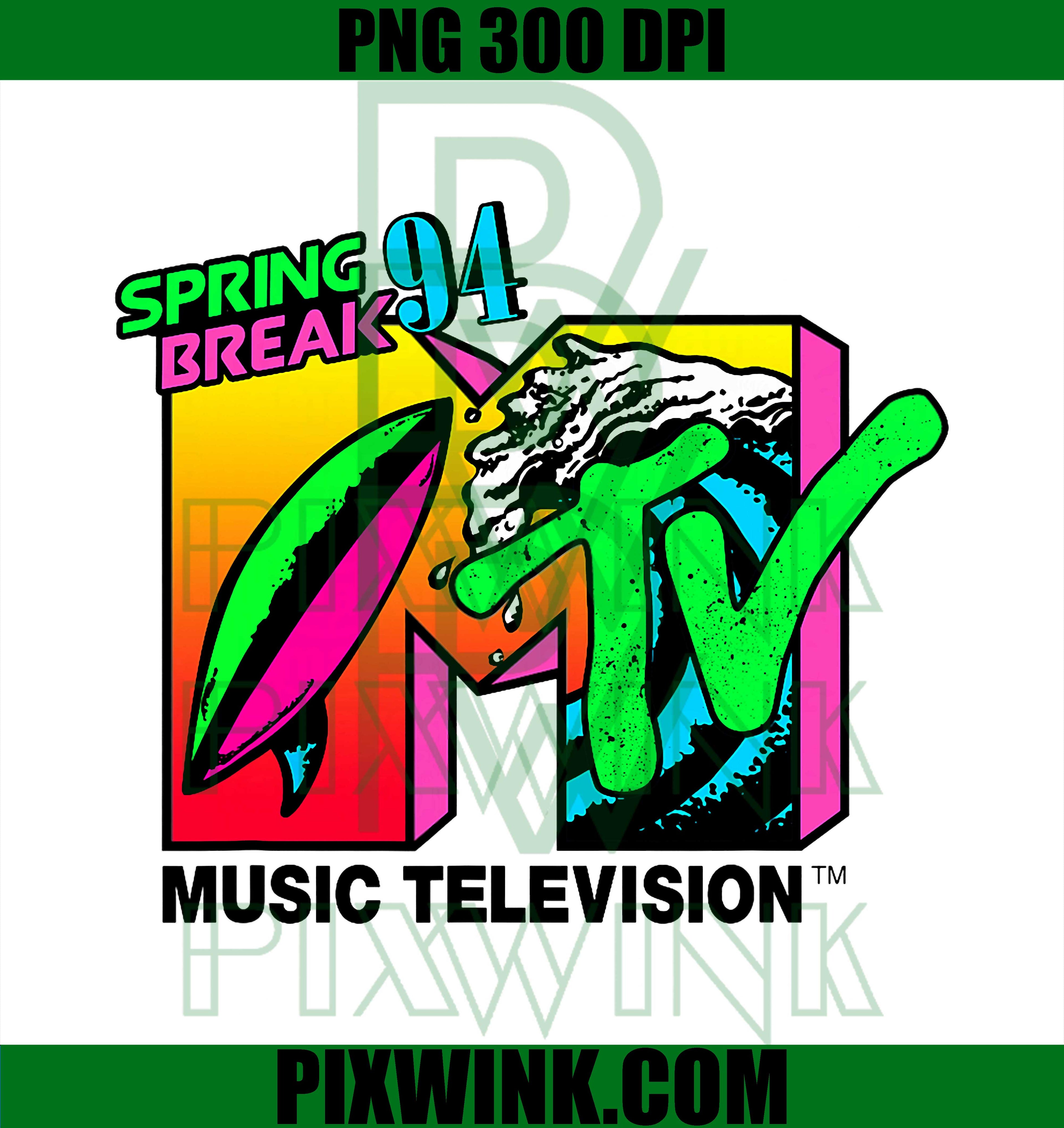 Classic MTV Logo PNG, Spring Break 94 PNG, 90s Vintage Music Art PNG