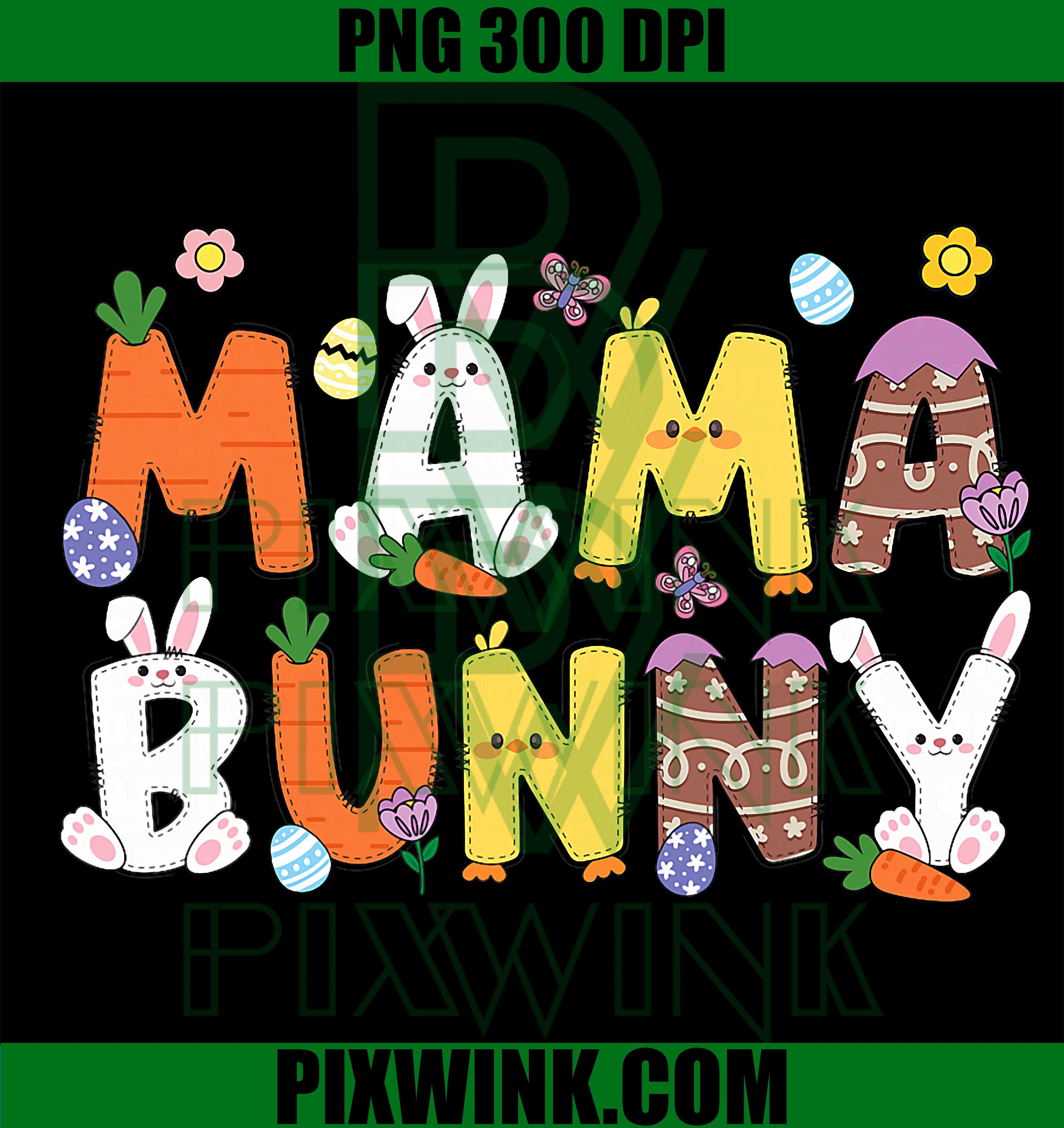 Mama Bunny Family PNG, Easter Egg Hunt Matching PNG
