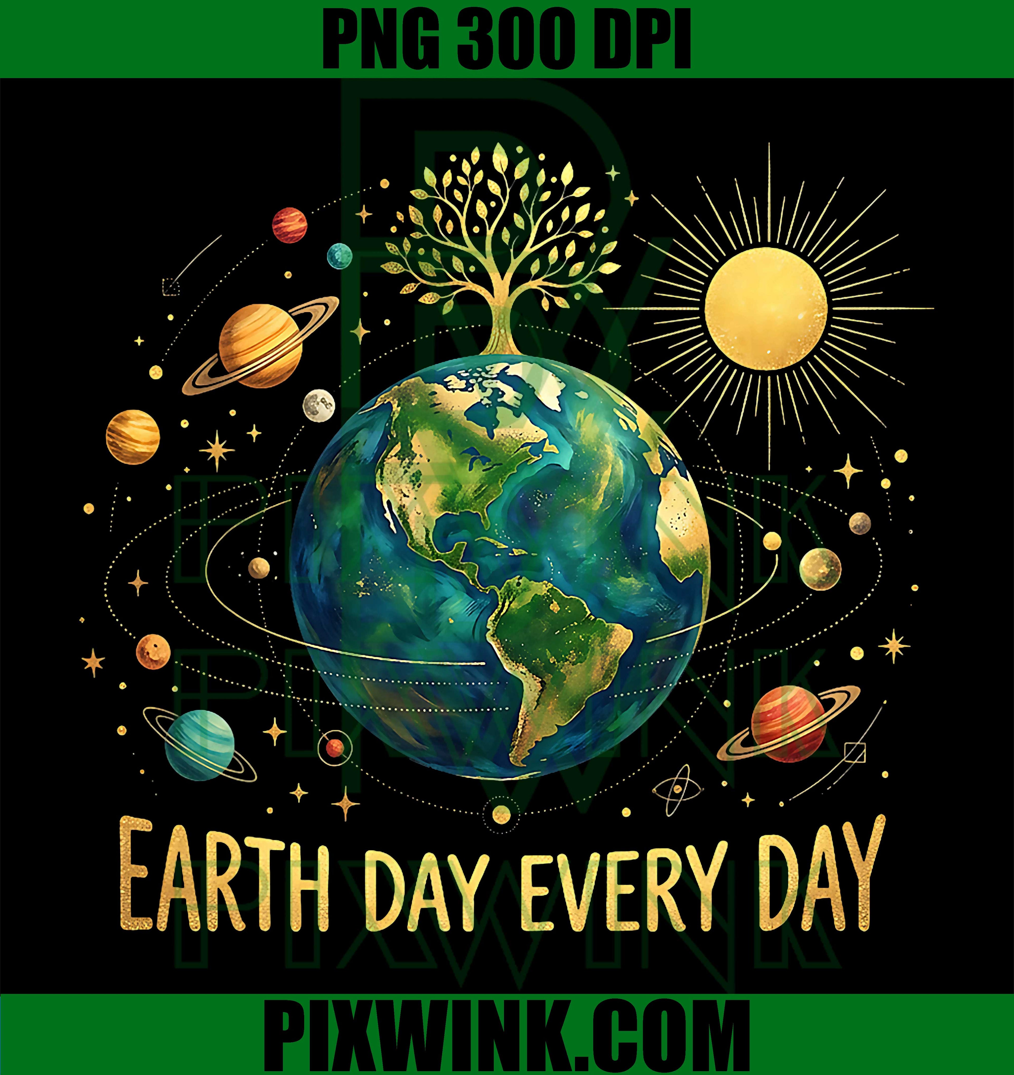 Earth Day Every Day PNG, Save The Earth Planets Retro Design