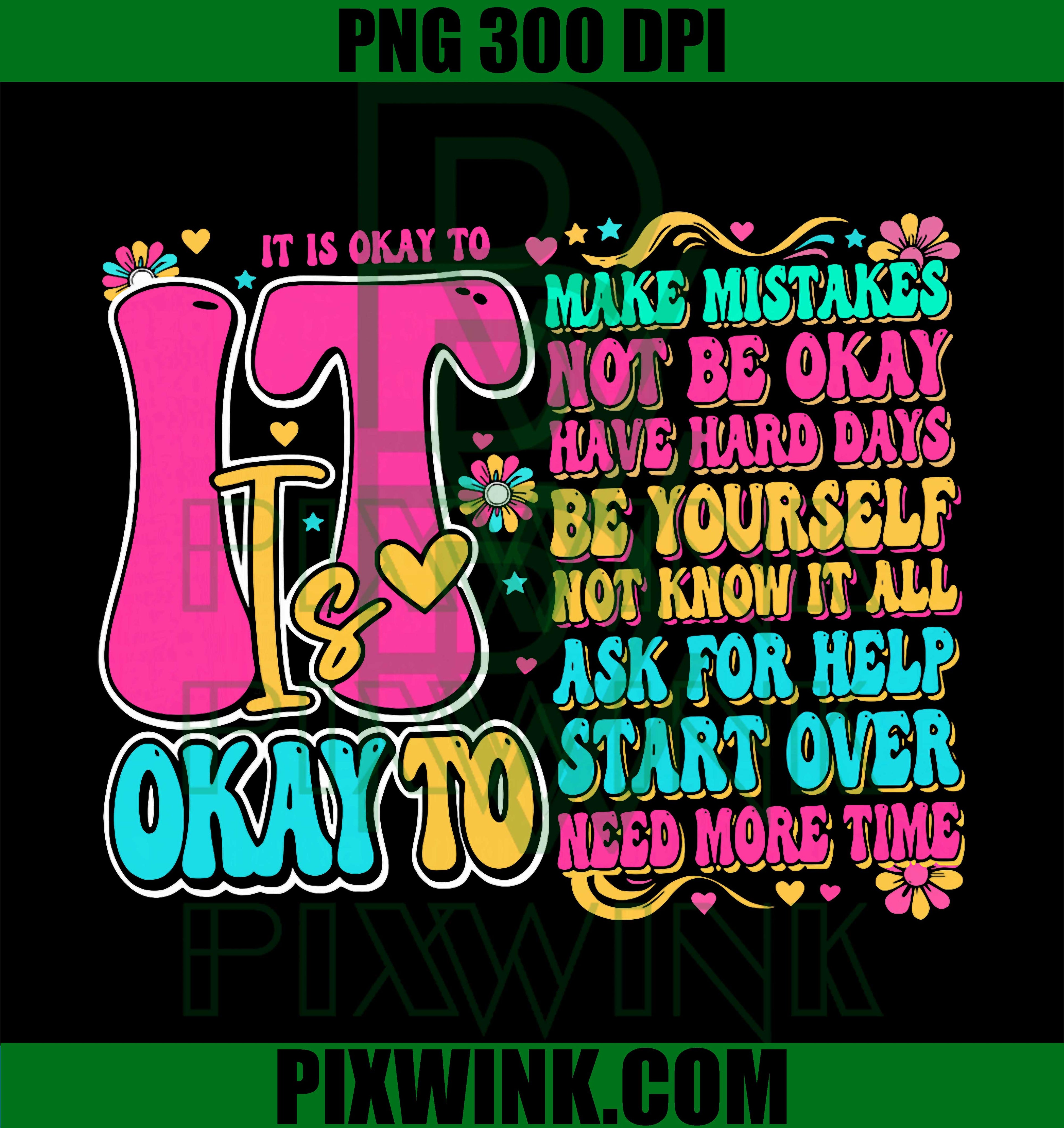 Groovy Its Okay PNG, Mental Health PNG, Inspirational Therapist PNG