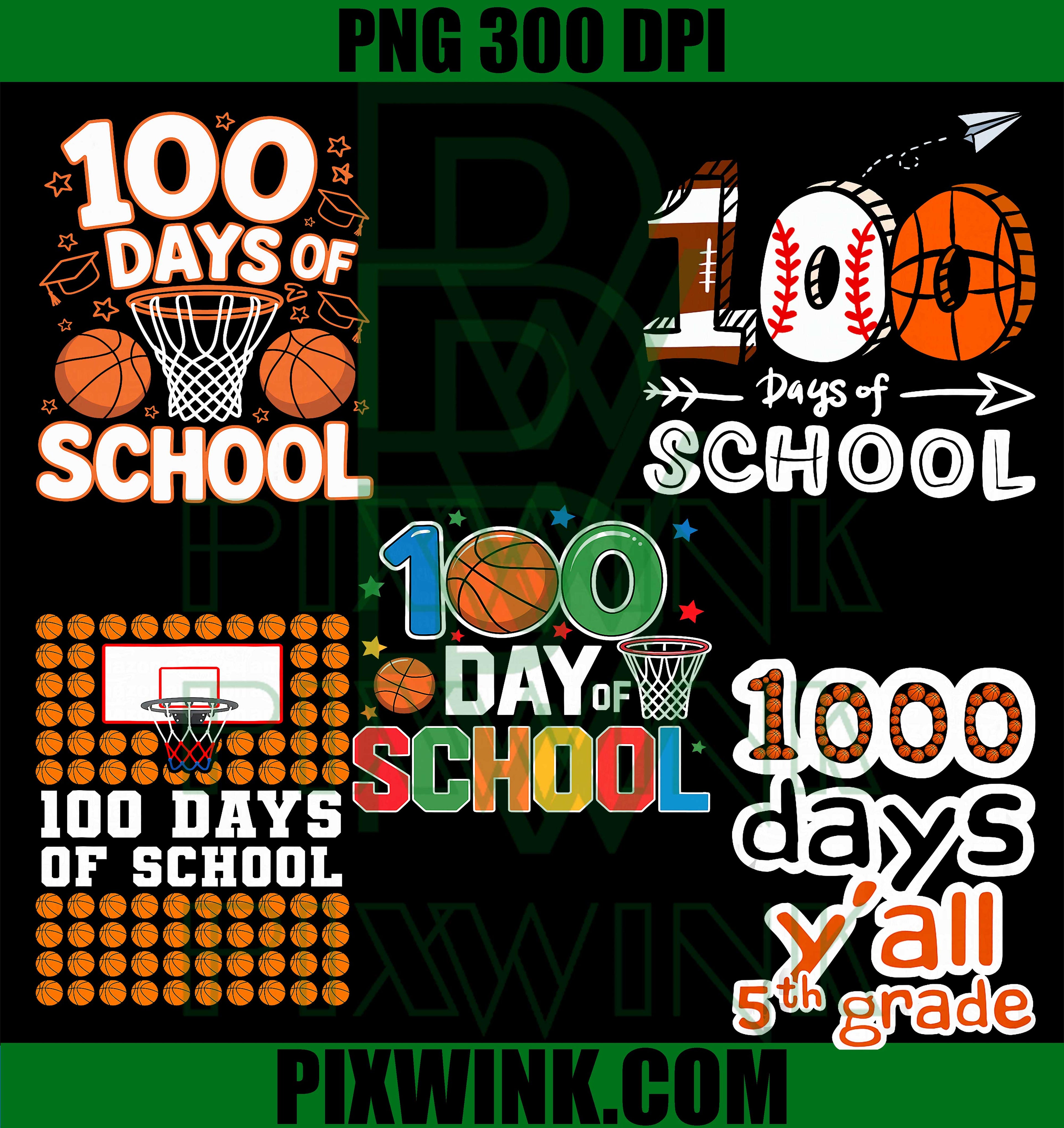 100 Days of School PNG Bundle 