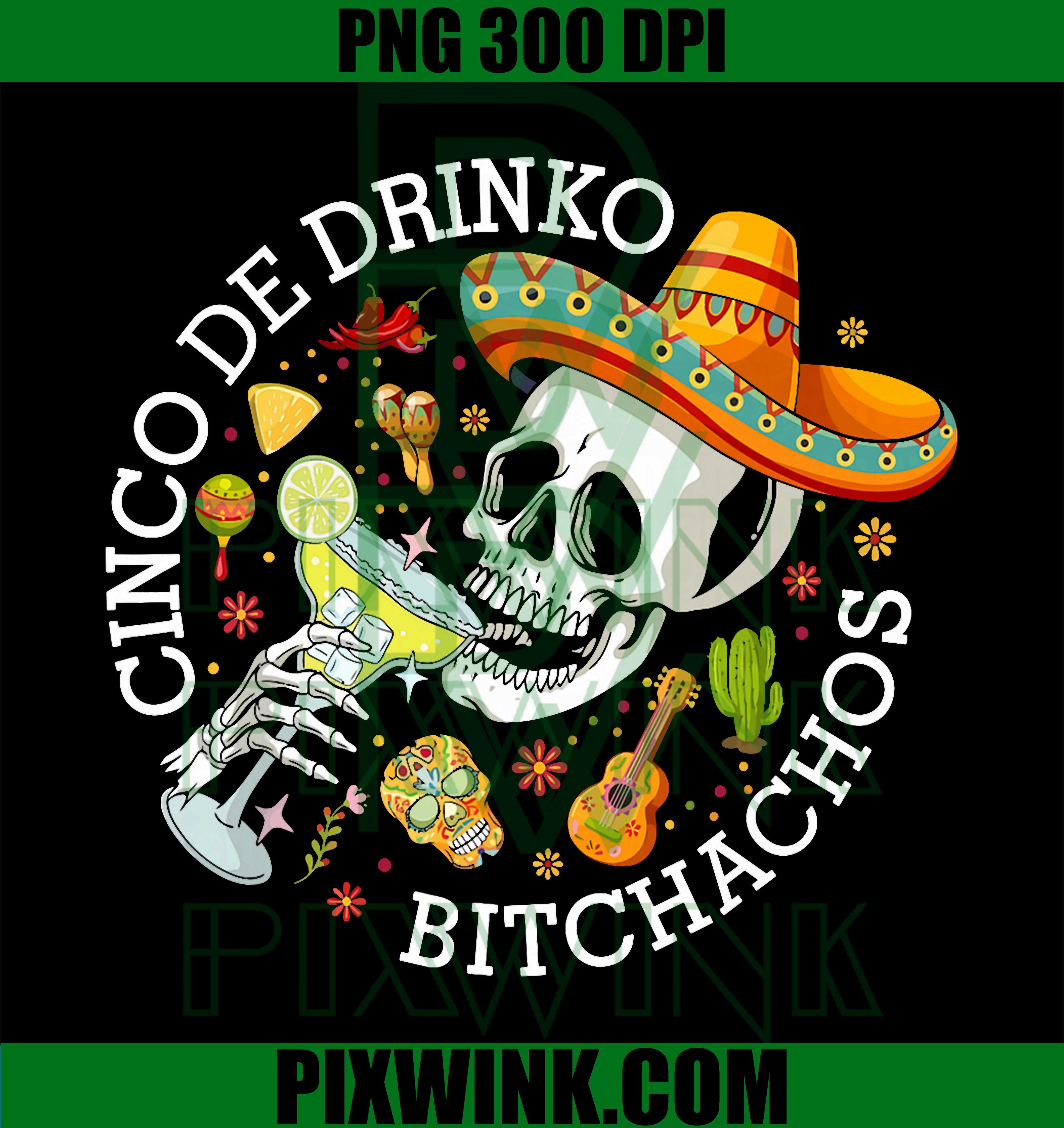 Cinco Drinko PNG, Skull Sombrero PNG, Funny Fiesta PNG