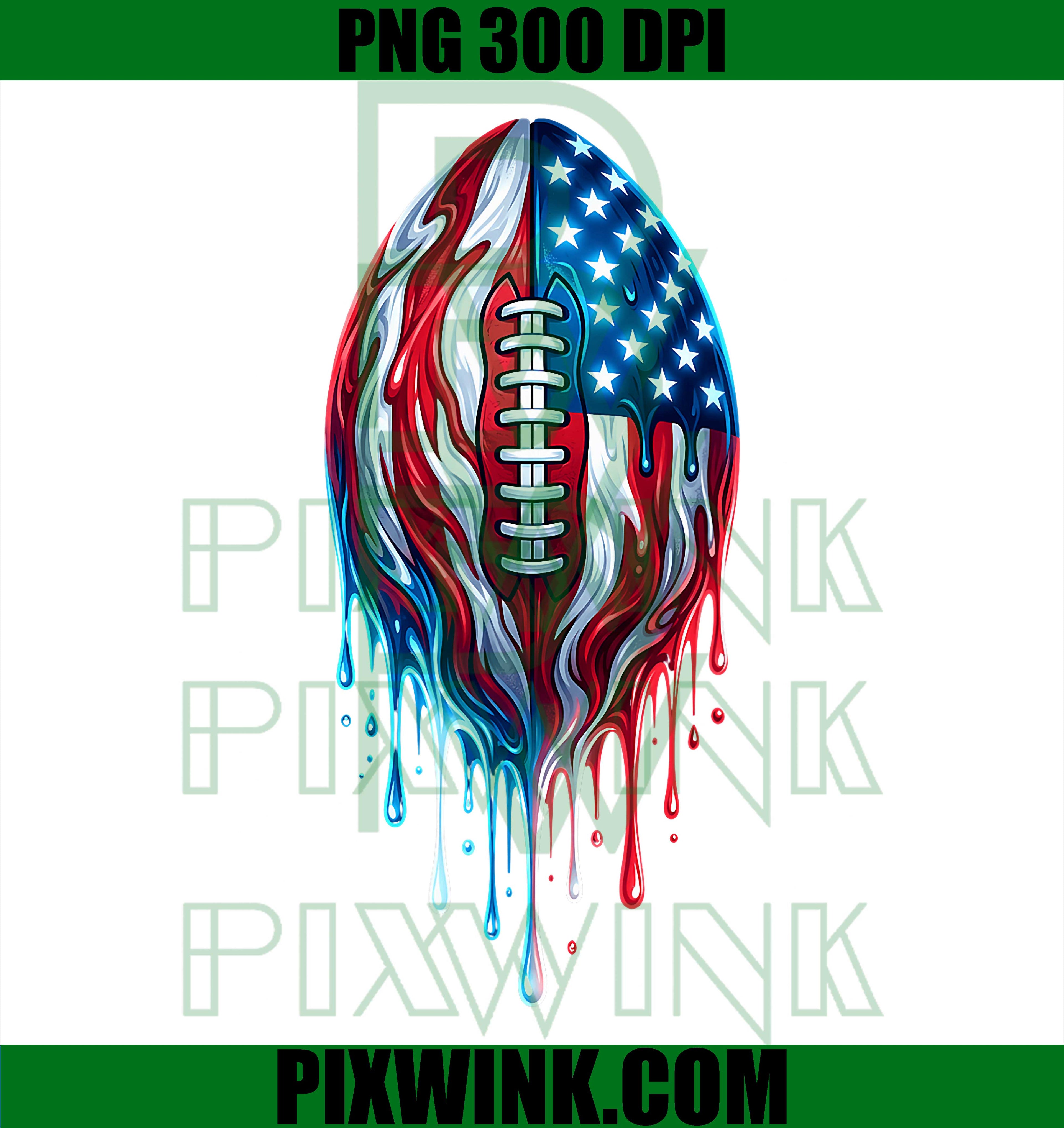 Football Drip Ice Cream Dripping PNG, 4th Of July American Flag PNG