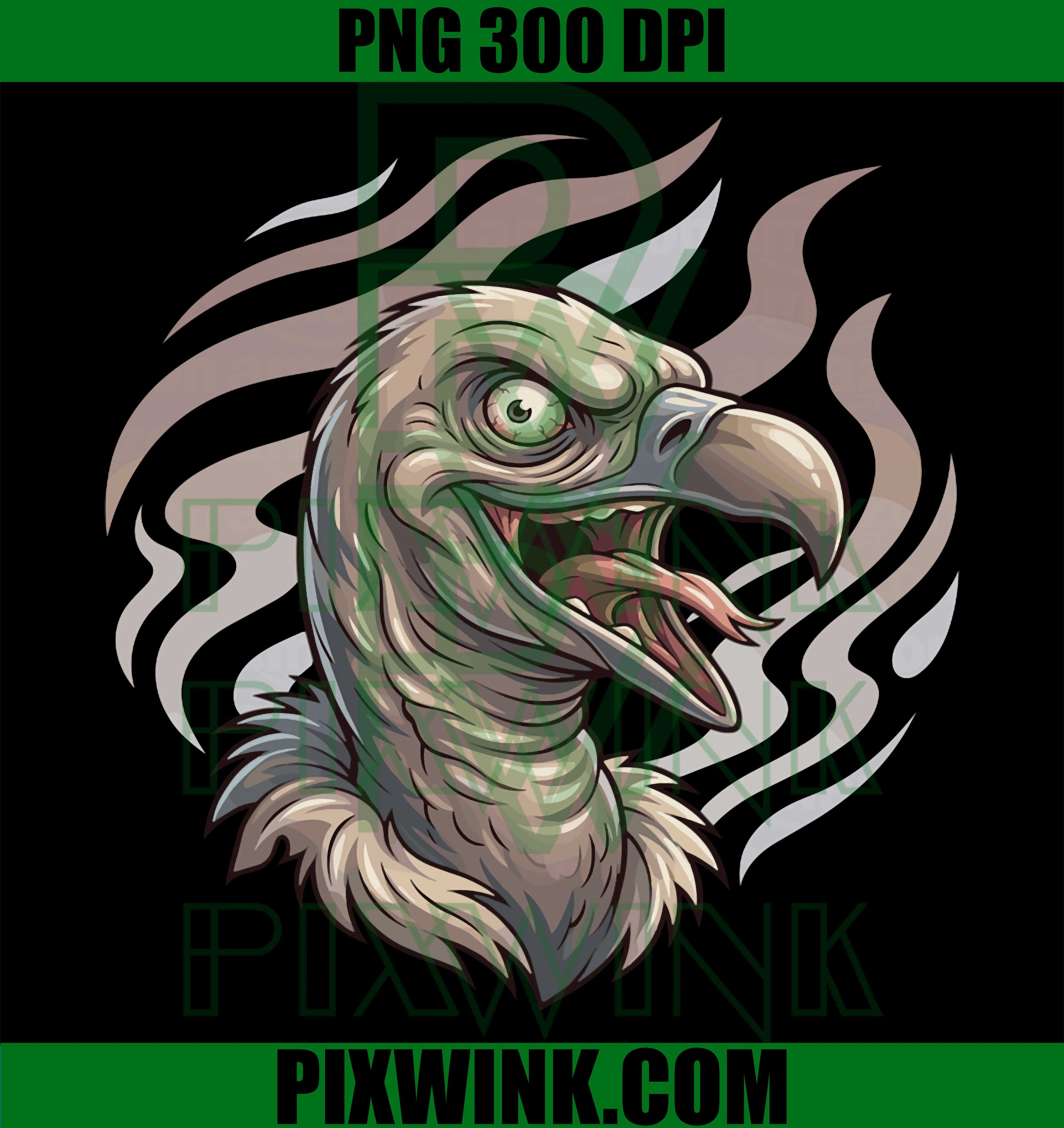 Insane Vulture PNG, Crazy Bird PNG, Halloween Horror PNG