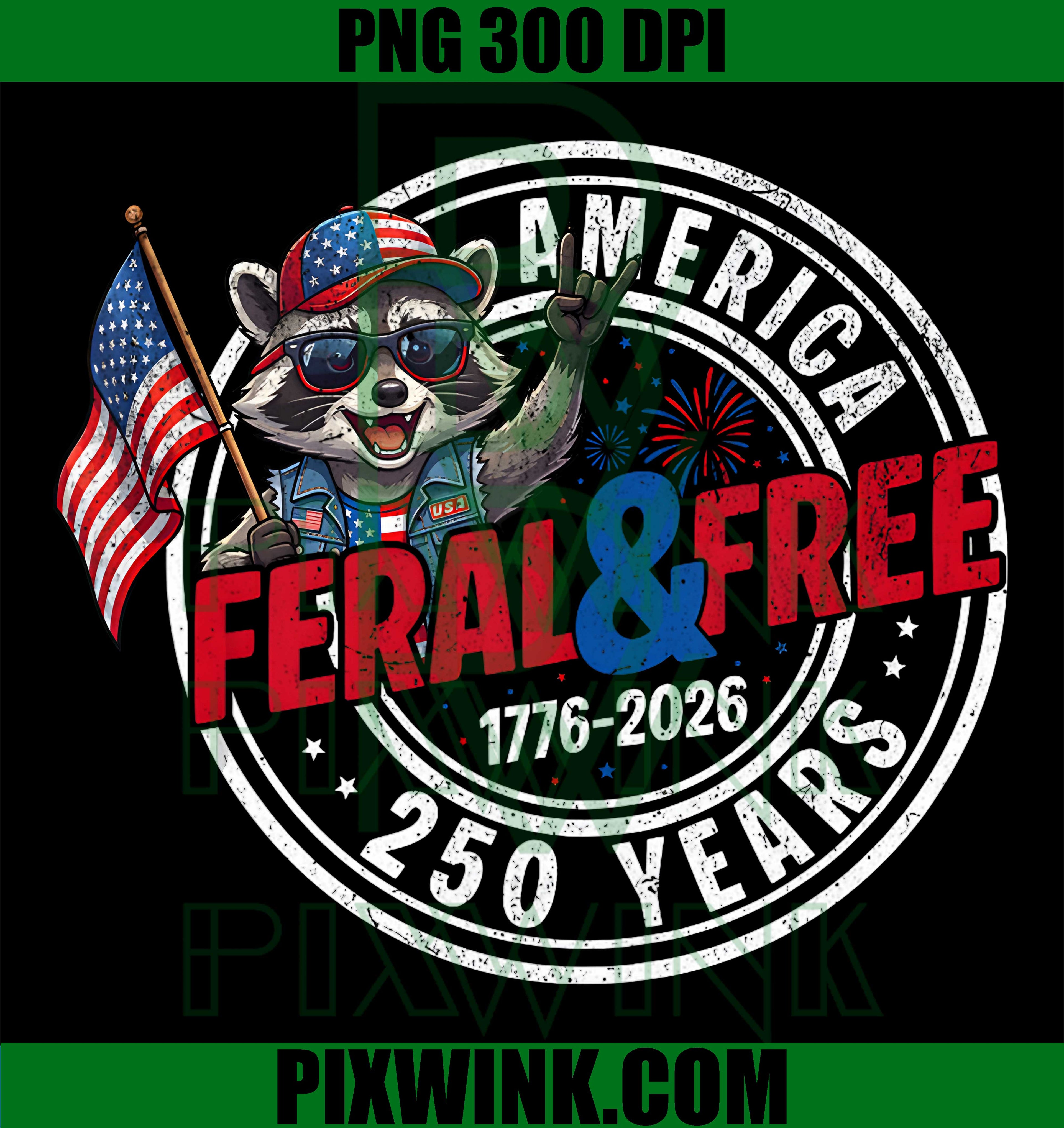 America Raccoon PNG, Feral Free America PNG, 250th Anniversary USA PNG