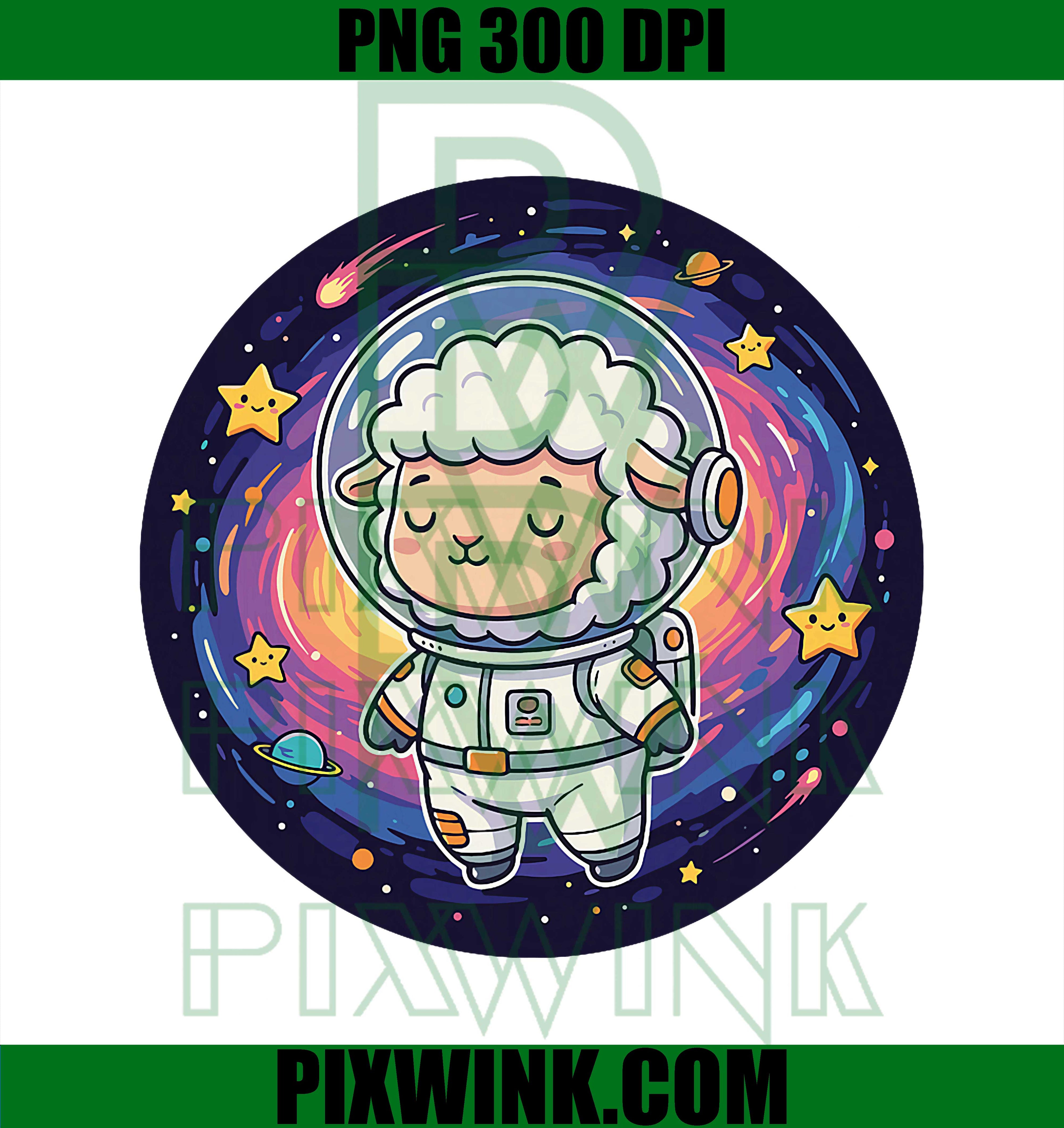 Cute Space Lamb Astronaut PNG, Colorful Galaxy Universe Sheep PNG