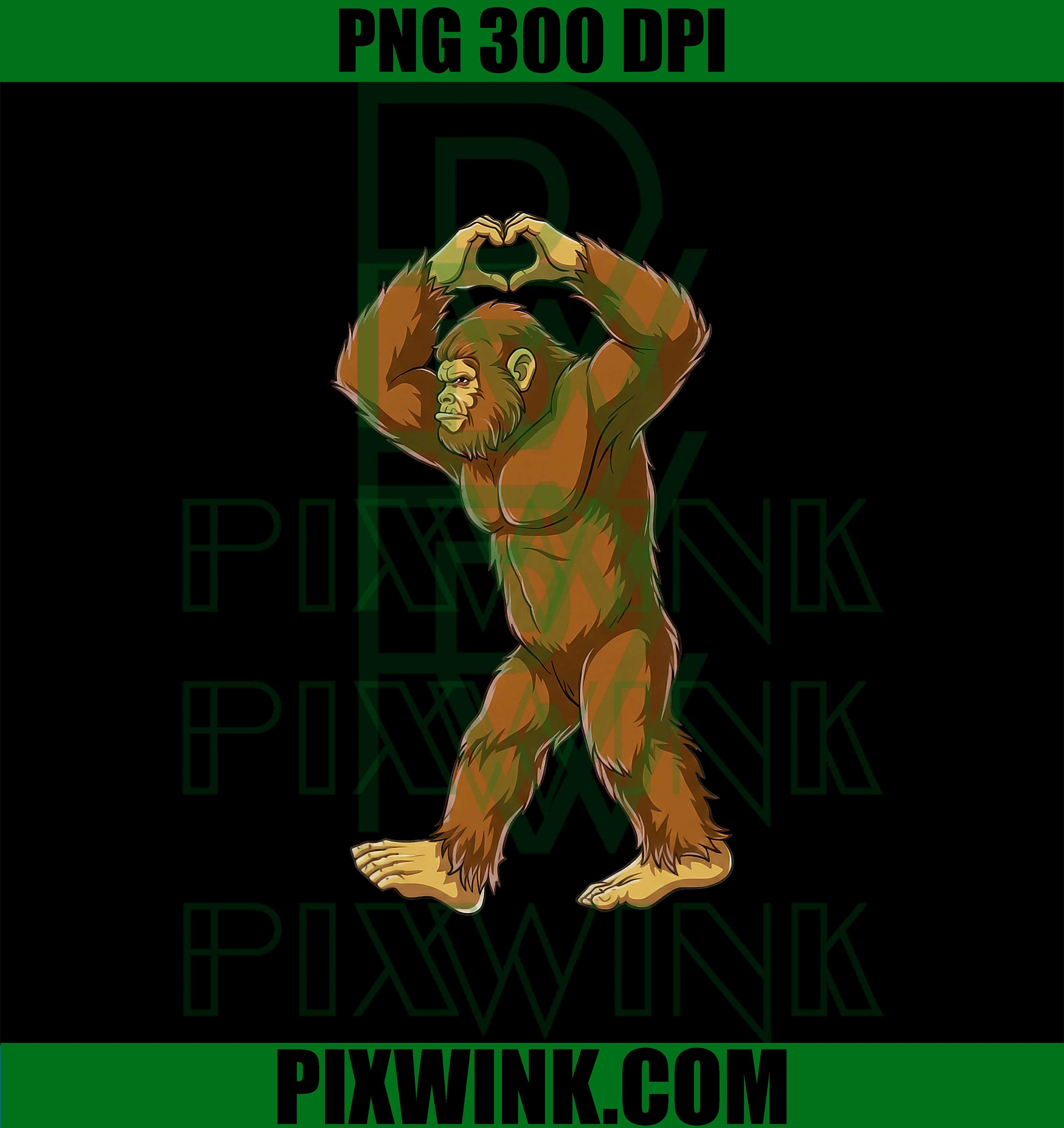 Bigfoot Heart, Funny Sasquatch Lover Valentines Day PNG