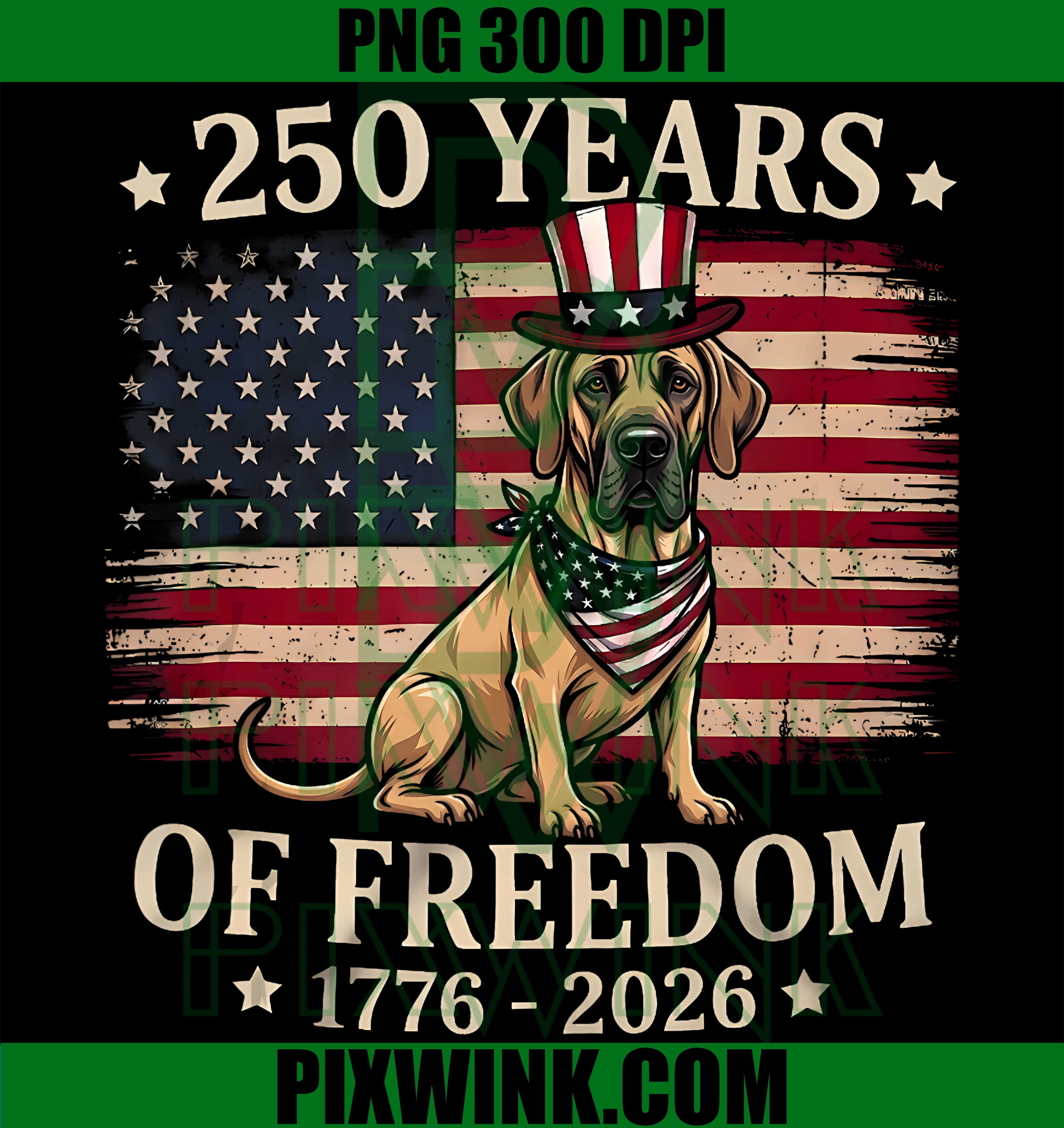 Great Dane Dog PNG, America 250th Patriotic USA Flag PNG