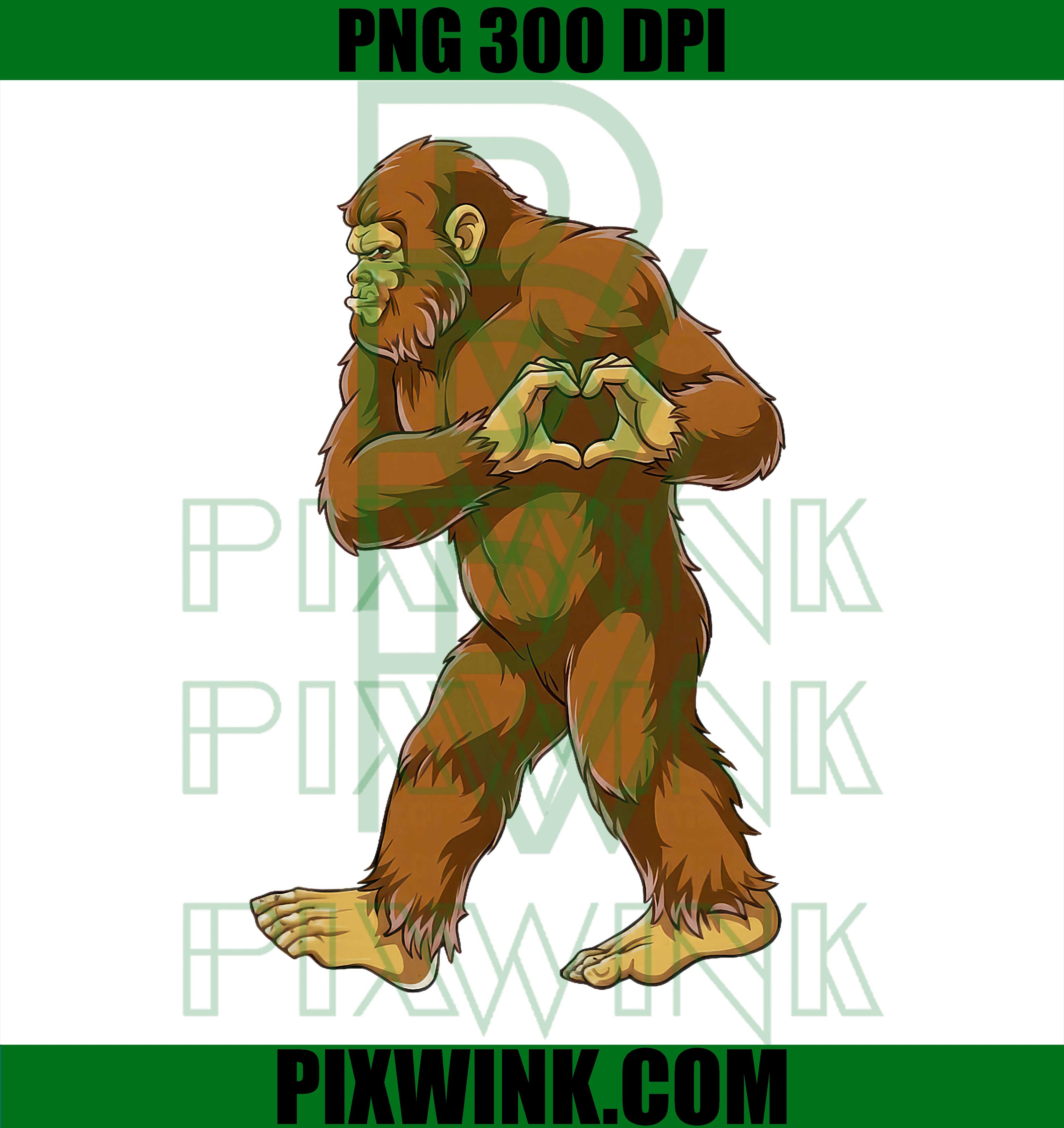 Bigfoot Heart Hands, Funny Sasquatch Lover Valentines Day PNG