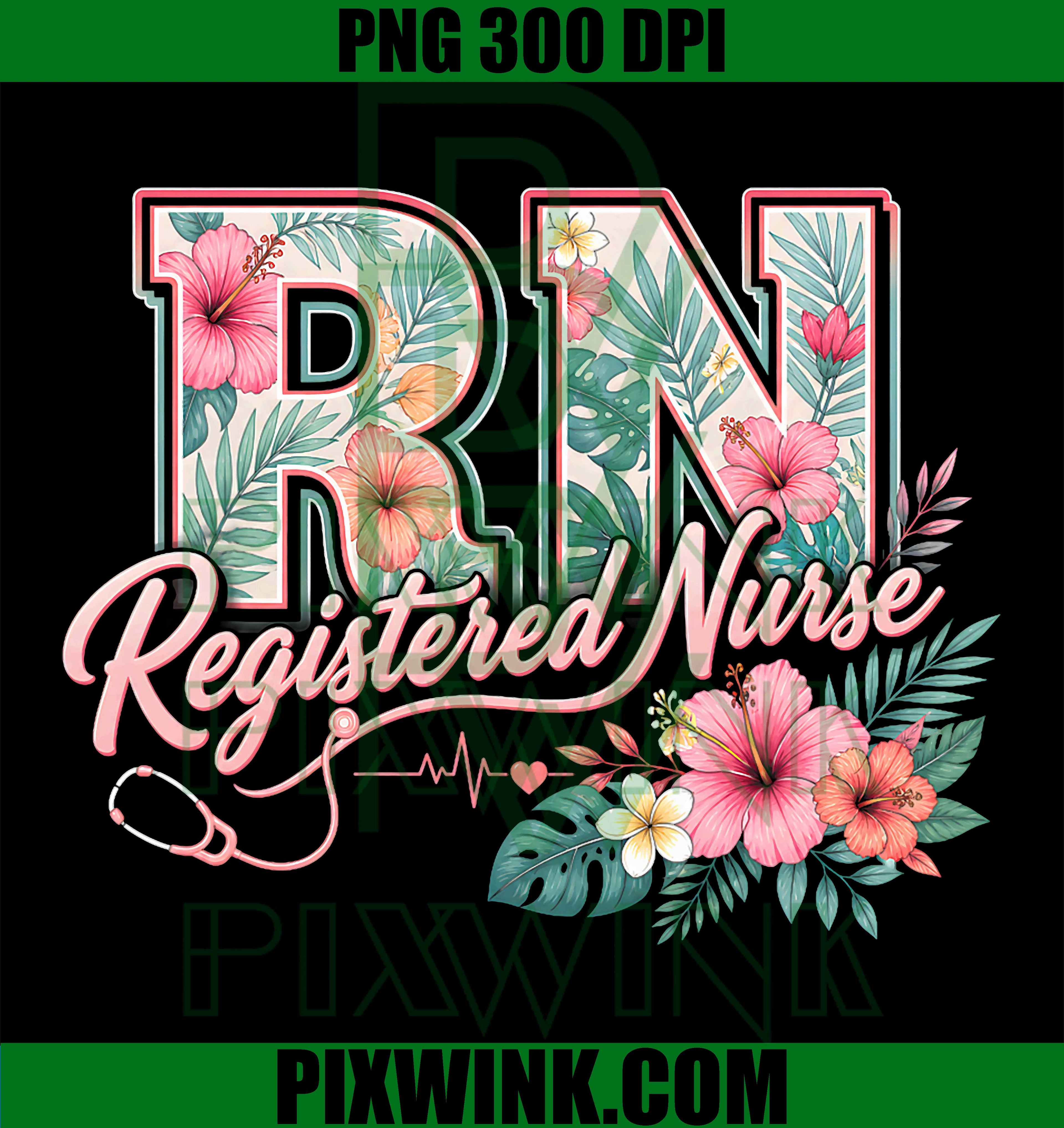 RN Tropical Flowers PNG, Registered Nurse Aloha PNG