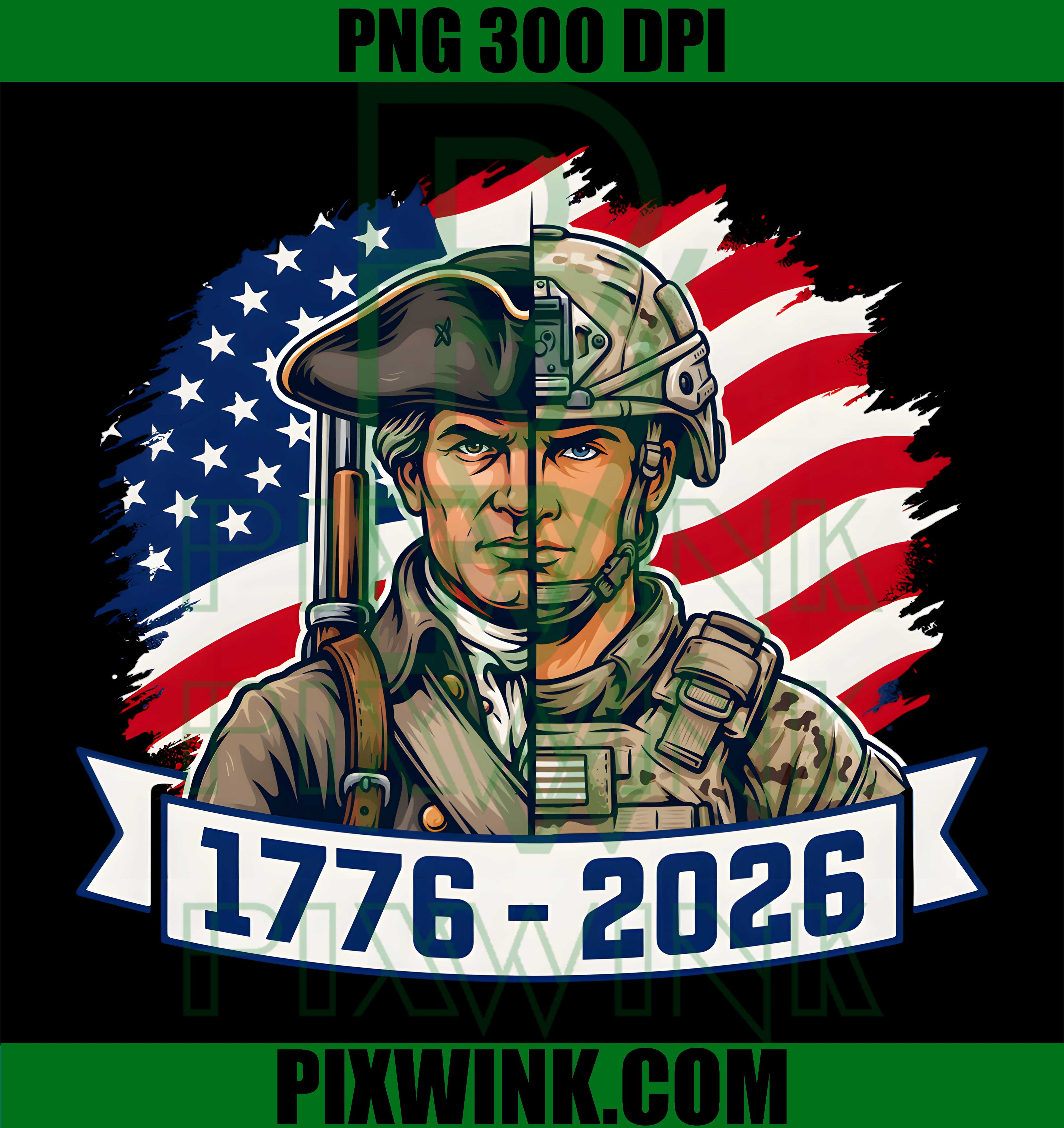 Revolutionary Soldier 1776 2026 PNG, American History Patriot Design PNG