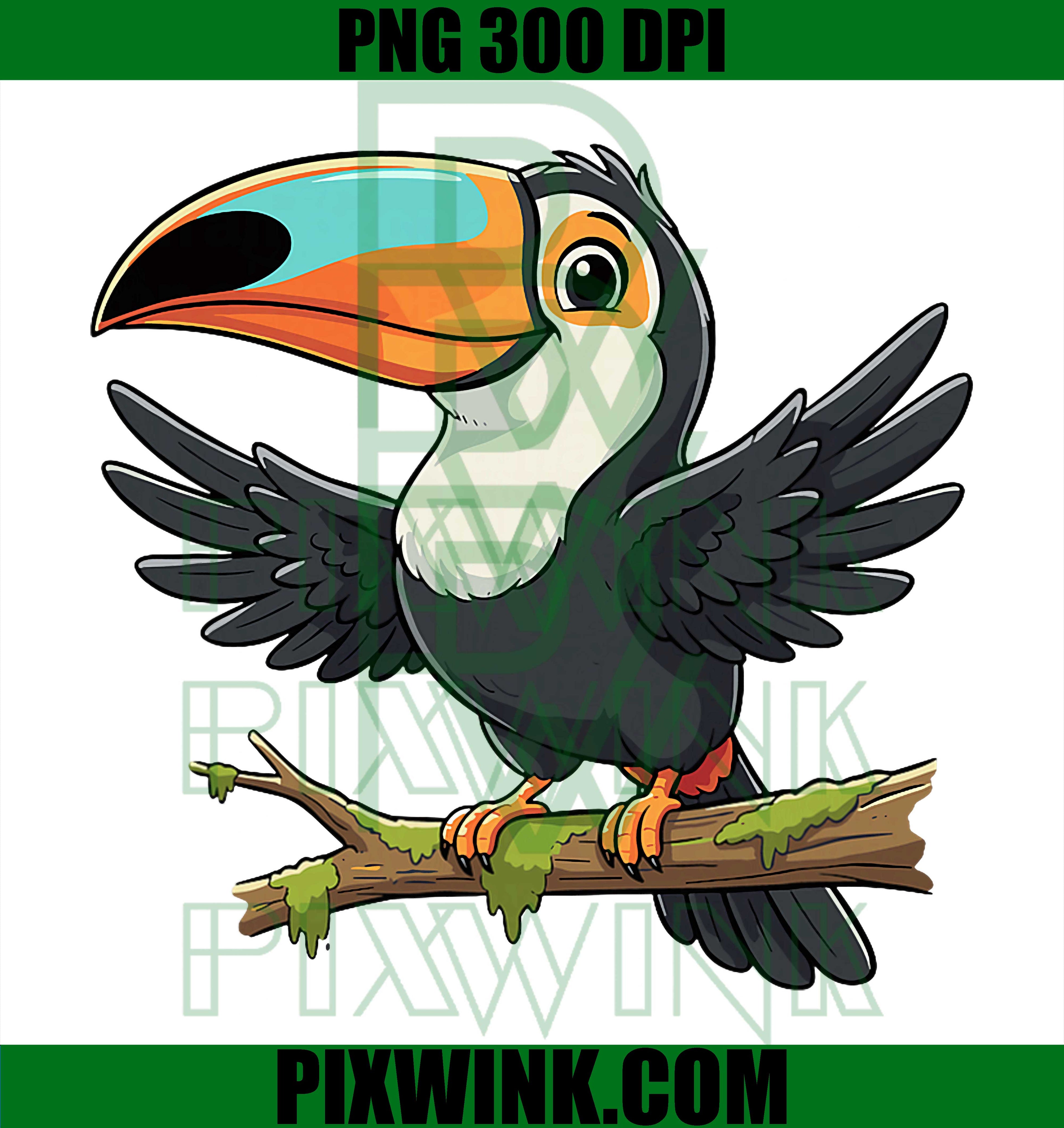 Cute Toucan Branch PNG, Tropical Rainforest Bird PNG