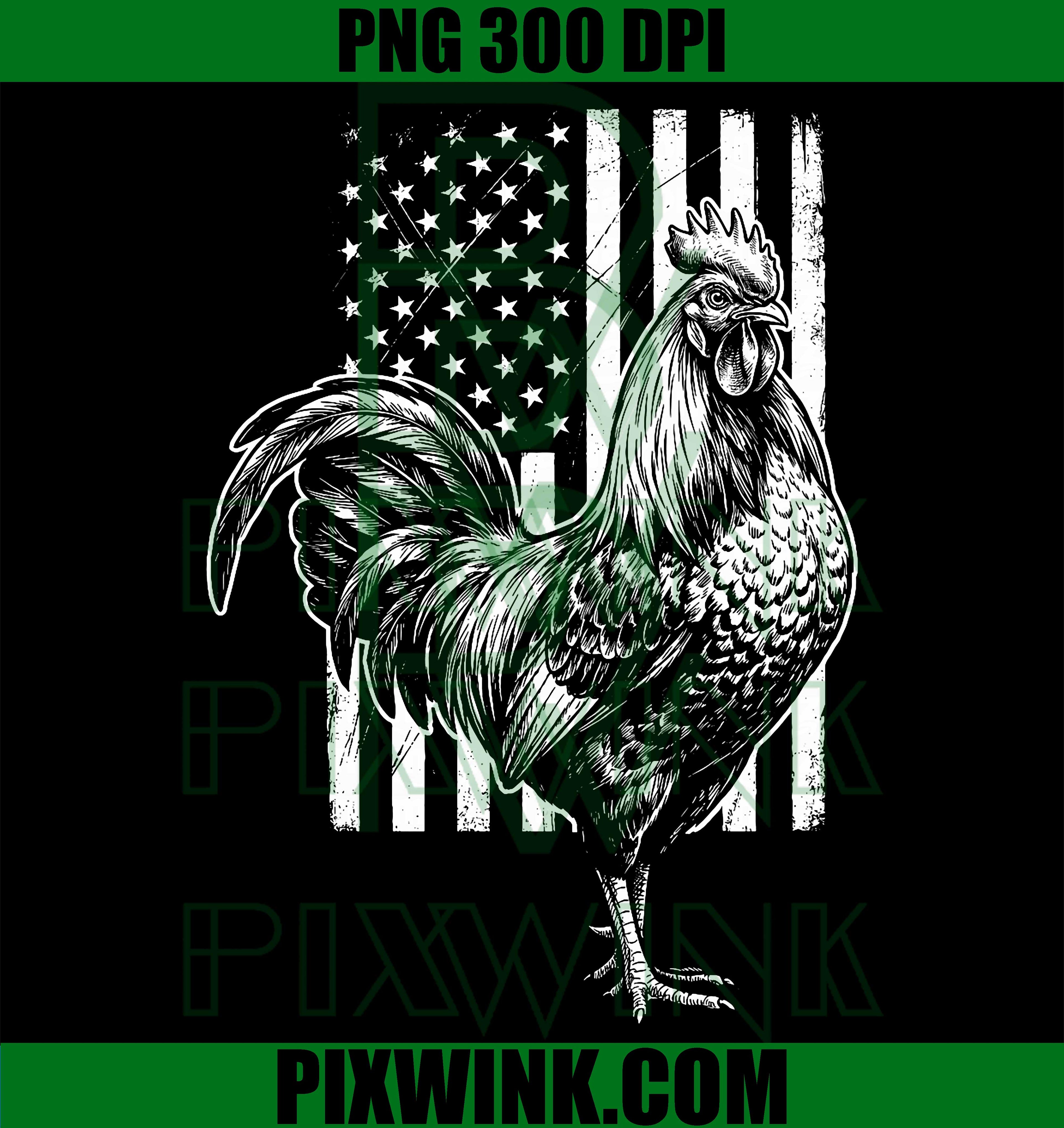 Rooster Patriotic Chicken PNG, American Flag Farm USA PNG