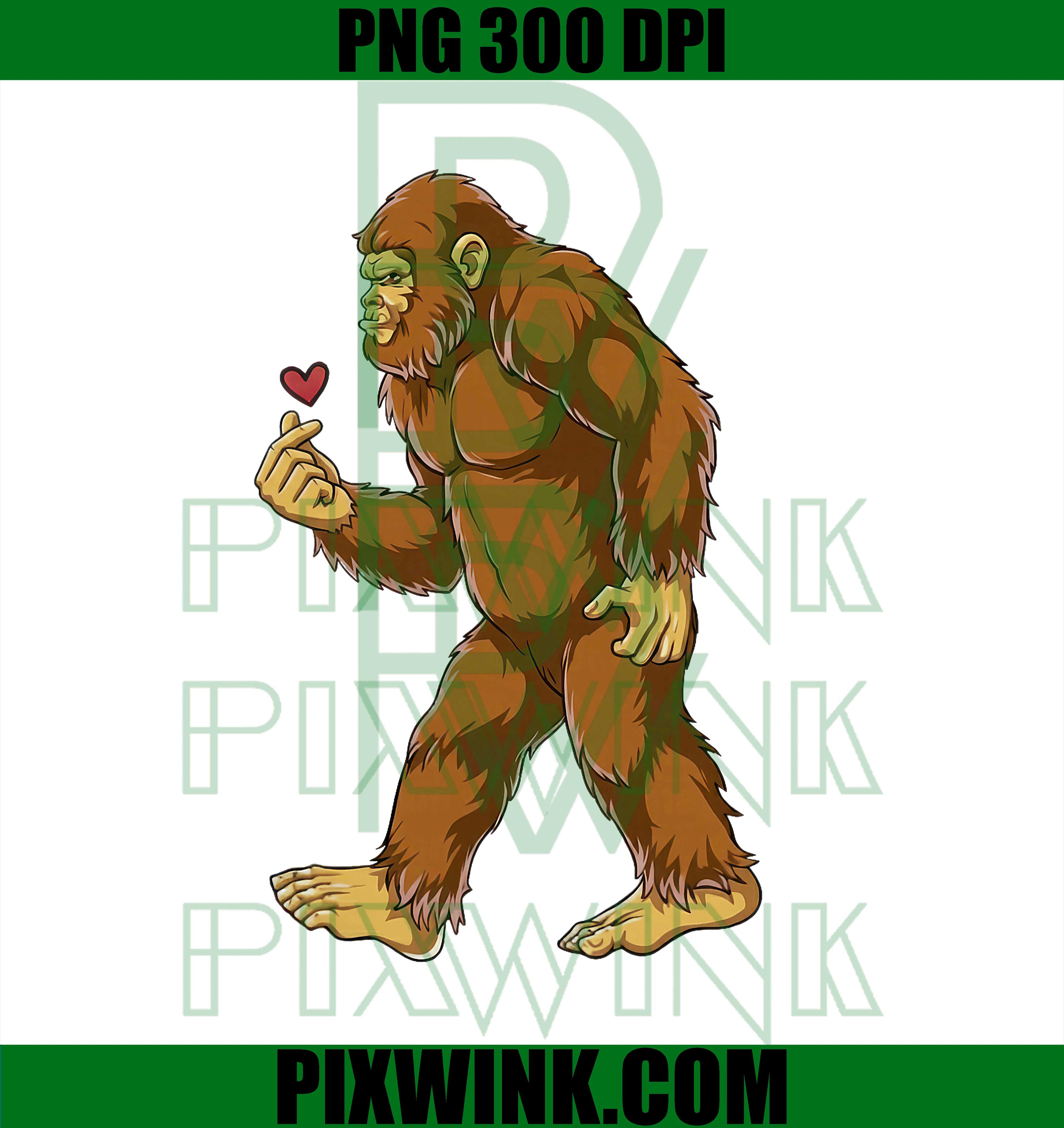 Bigfoot Mini Heart Hands, Funny Sasquatch Lover Valentine Day PNG