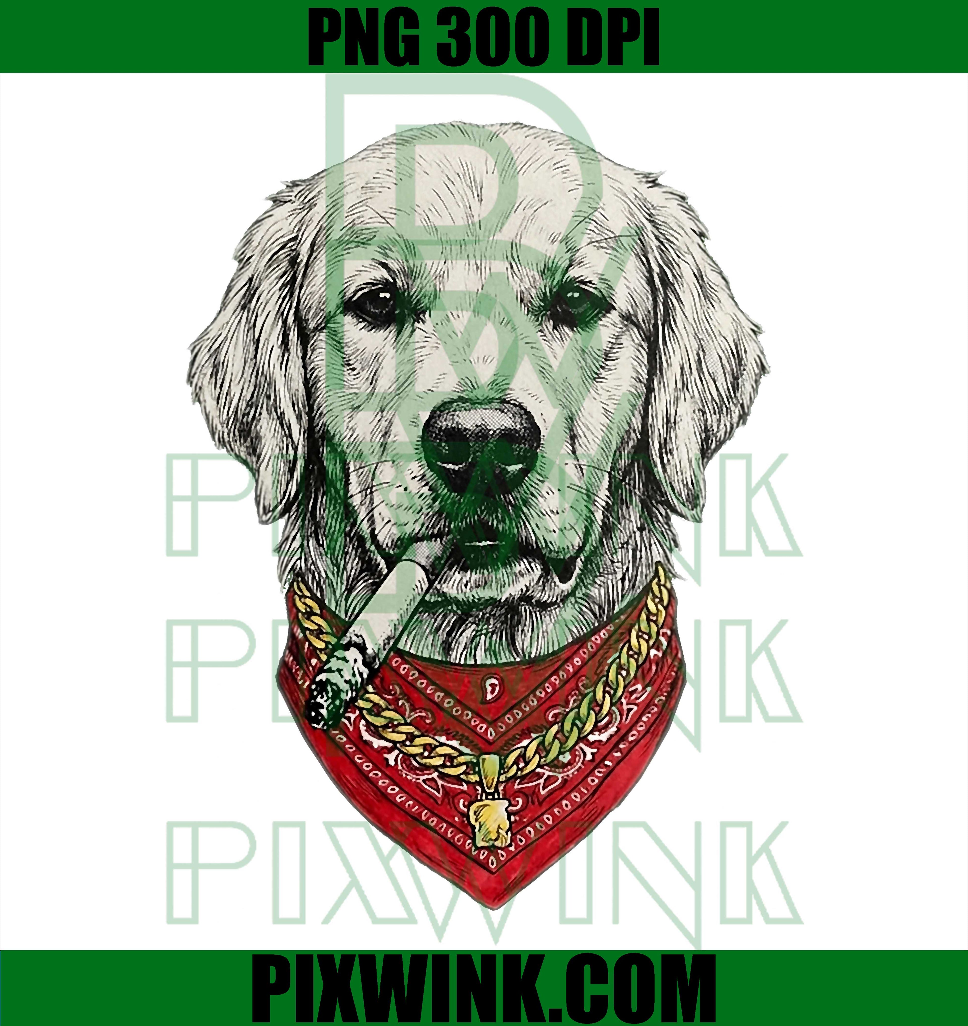 Funny Dog Smoking Cigarette PNG, Golden Retriever Brainrot Meme PNG