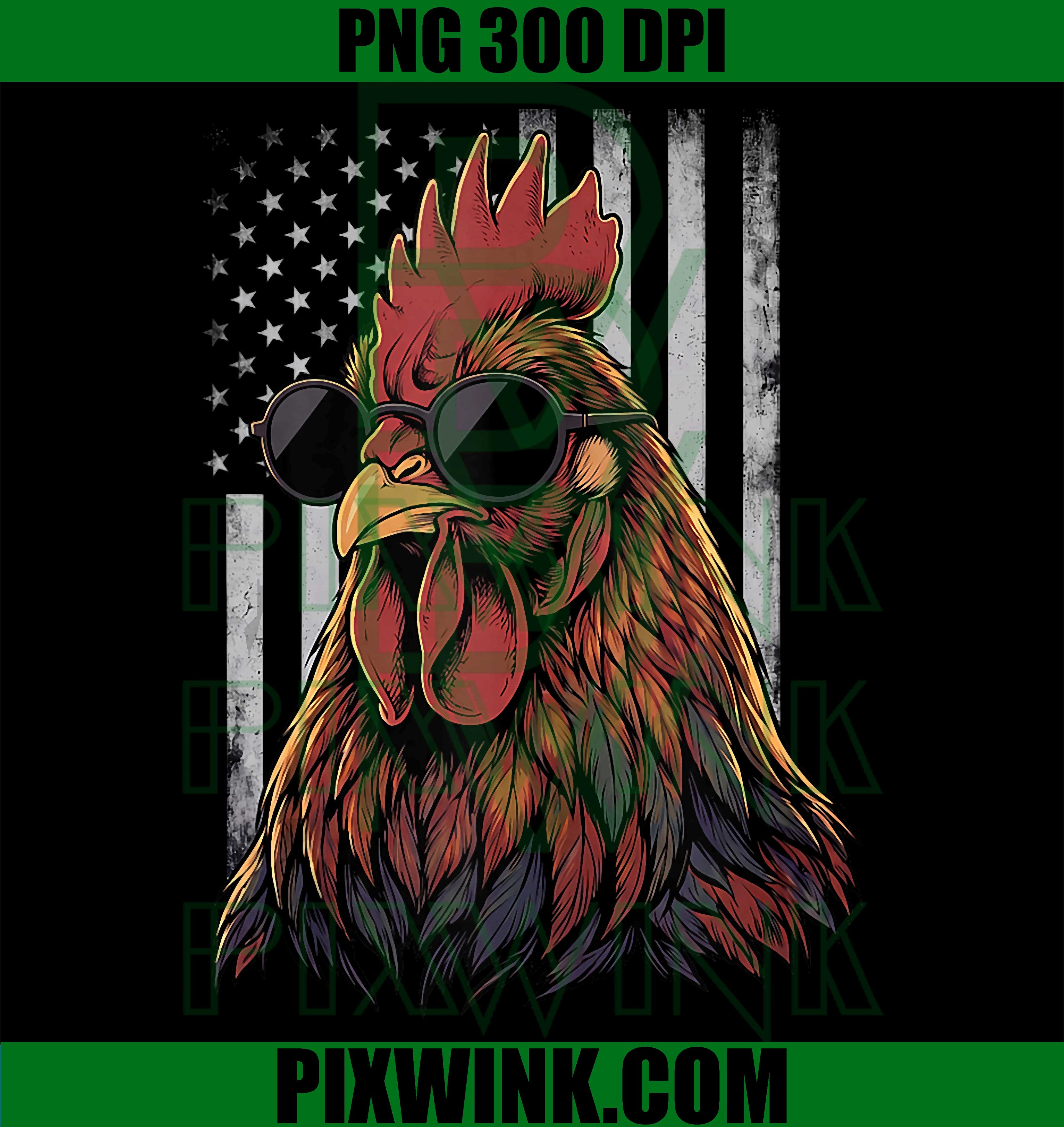 Rooster Patriotic Chicken PNG, USA Flag 4th July PNG