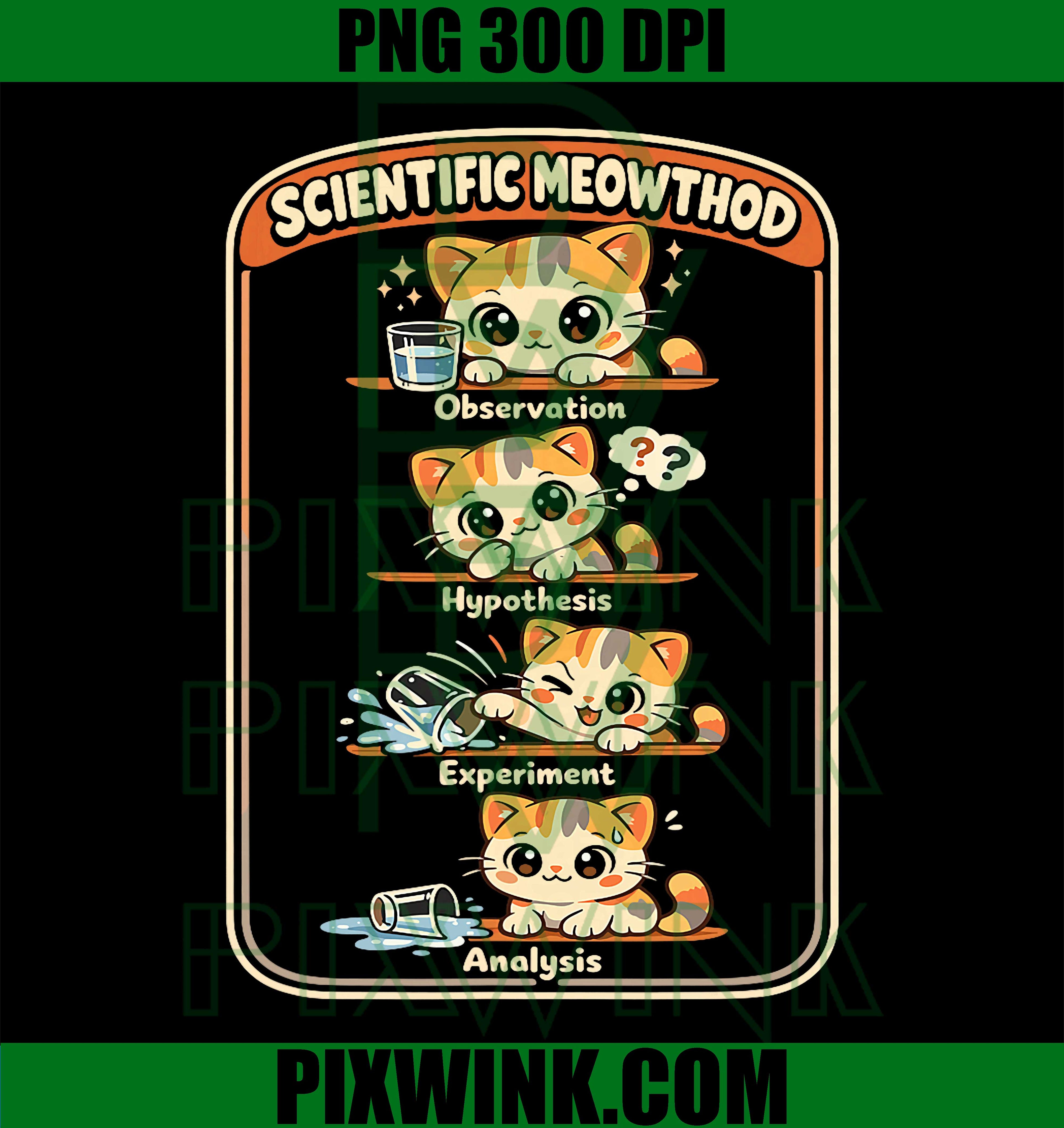 Scientific Meowthod Cat Pun PNG, Cute Science Experiment PNG