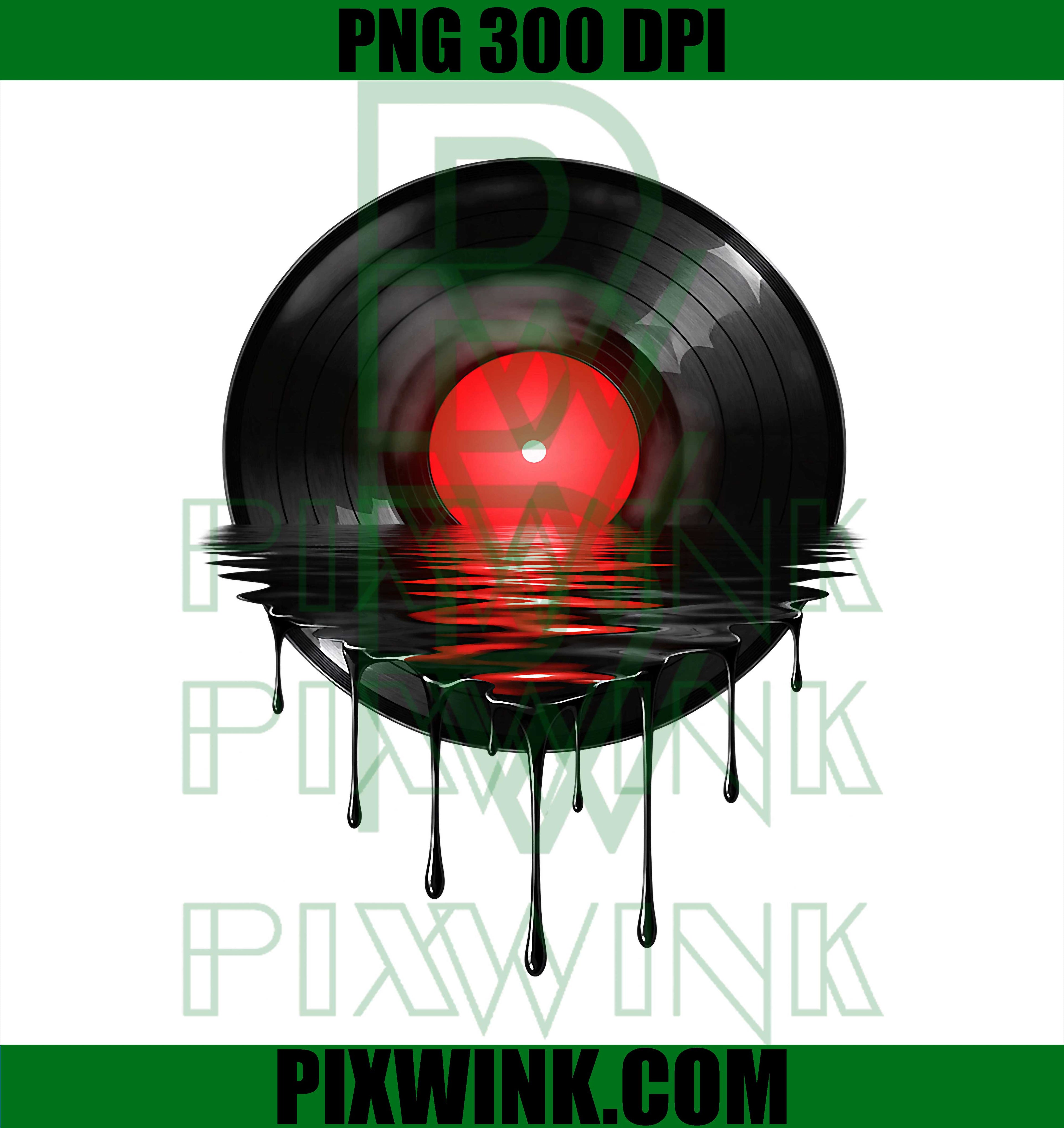Melting Vinyl Record PNG, Retro Music Genres LP Art Rock Pop Graphic PNG