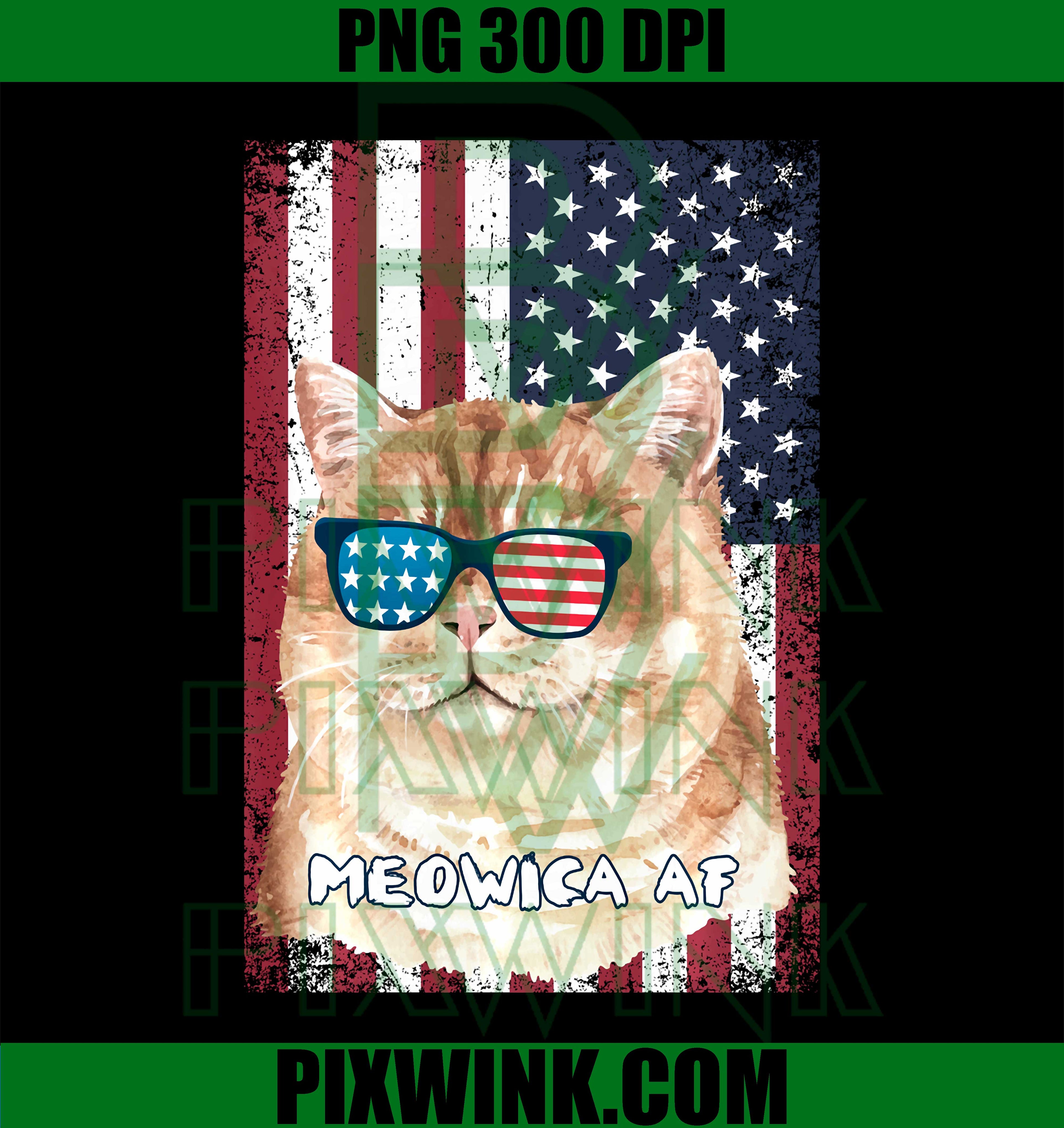 Patriotic Cat Meowica AF PNG, 4th Of July USA American Flag PNG