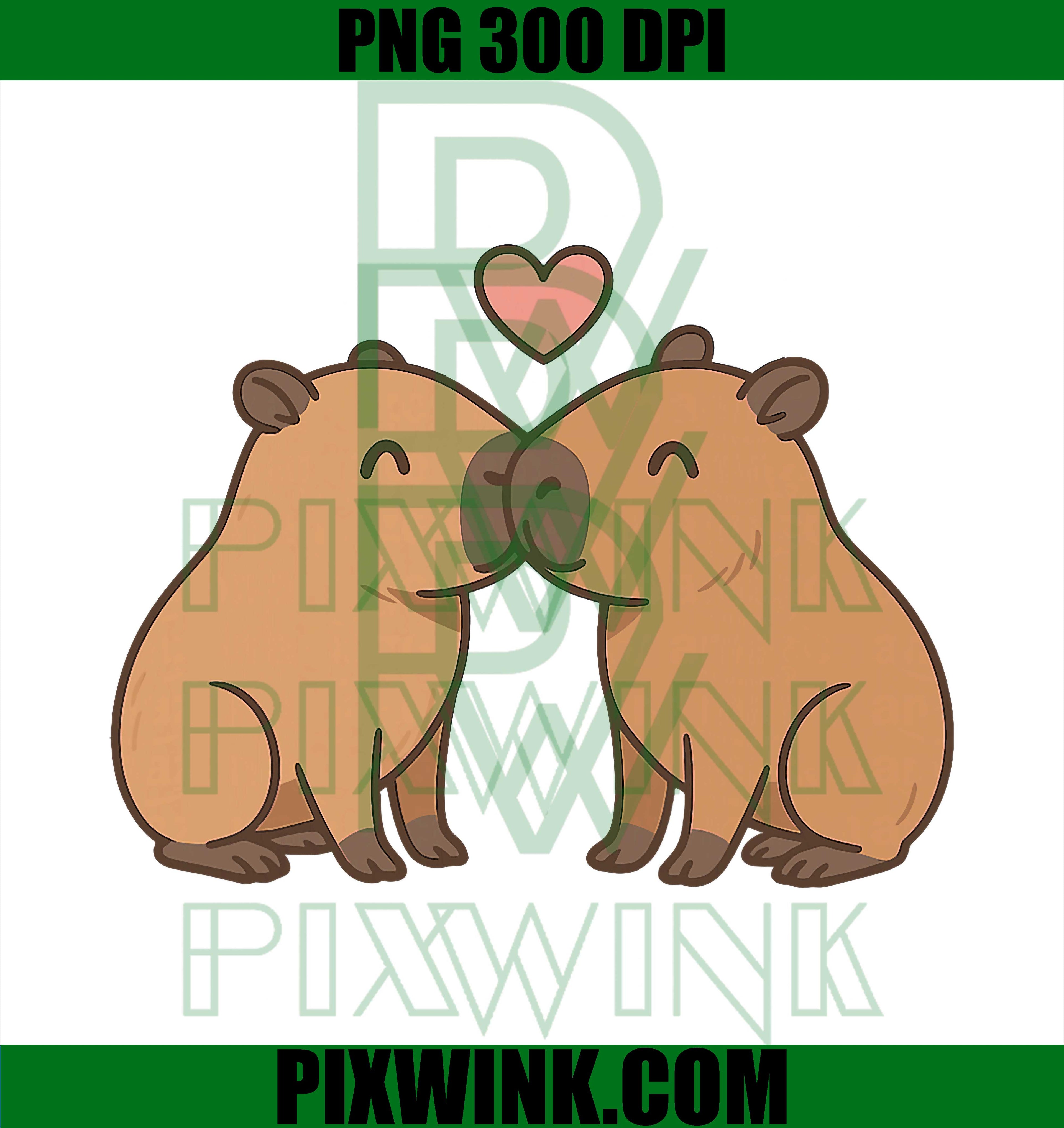 Two Capybaras Kissing Valentine PNG, Romantic Couple PNG