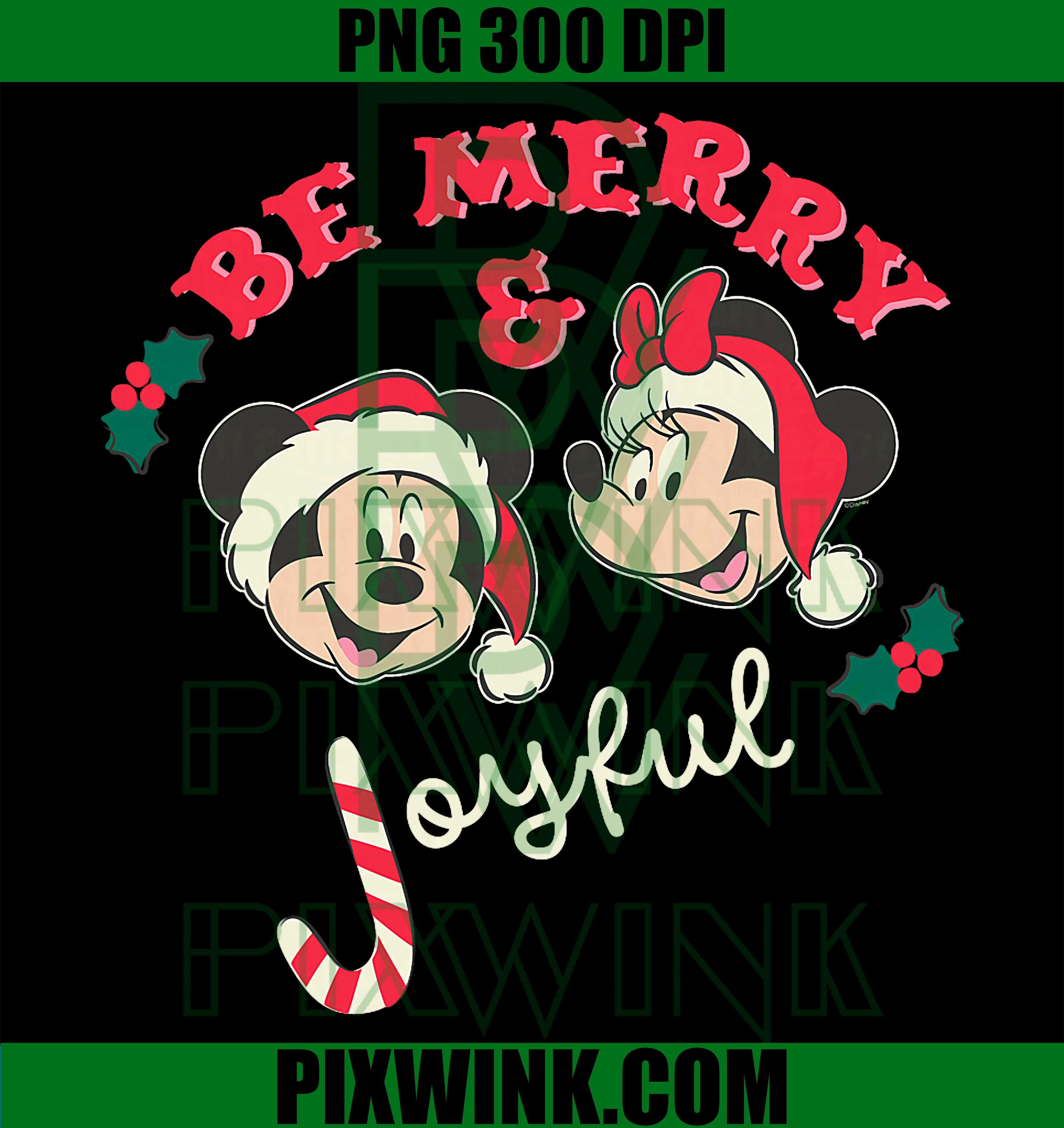 Disney Mickey & Minnie Christmas Be Merry & Joyful Holiday PNG