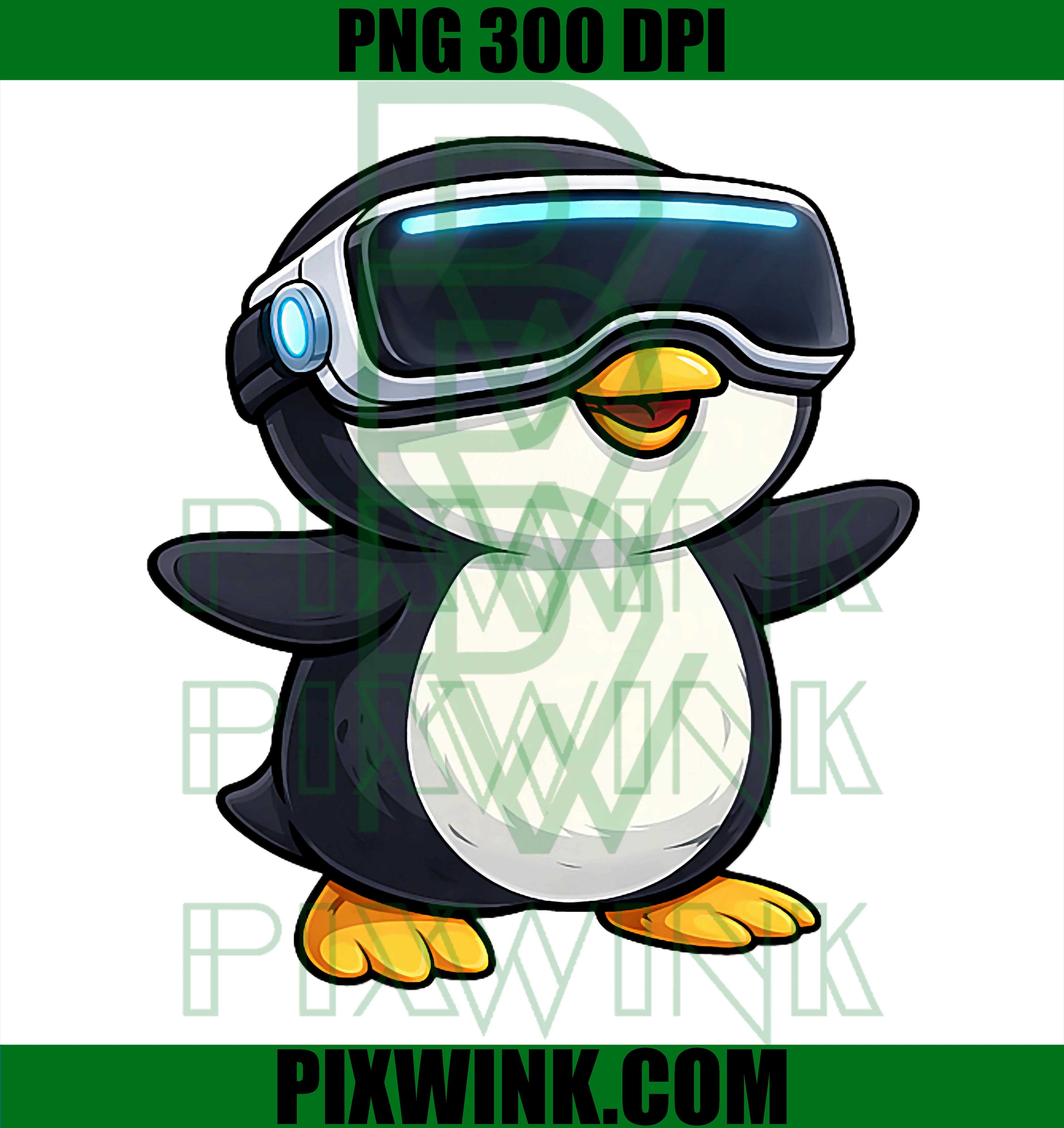Cute VR Gamer Penguin PNG, Cartoon Virtual Reality Penguin PNG