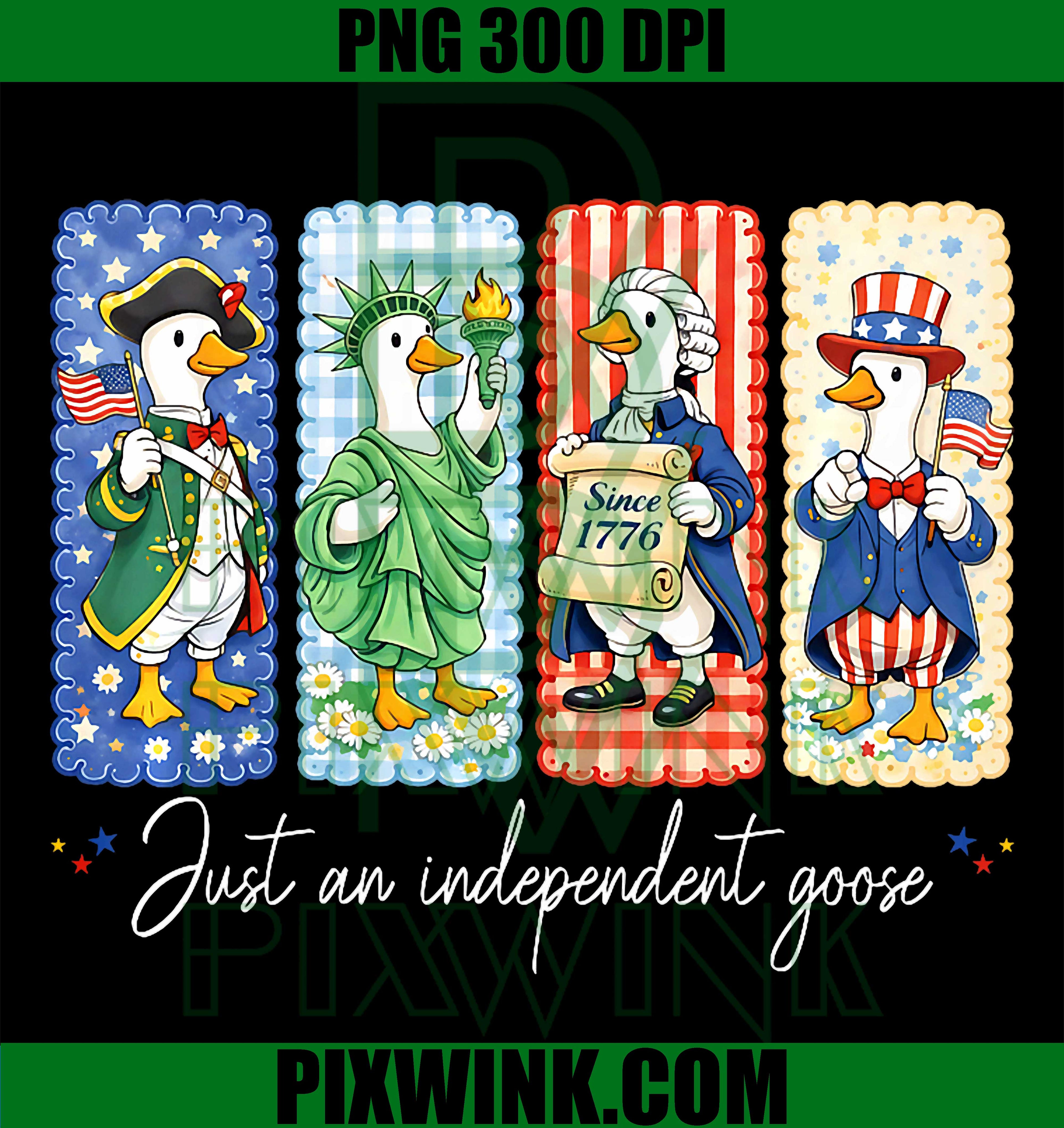 Independent Goose PNG, Funny 4th July PNG Red White Blue Design