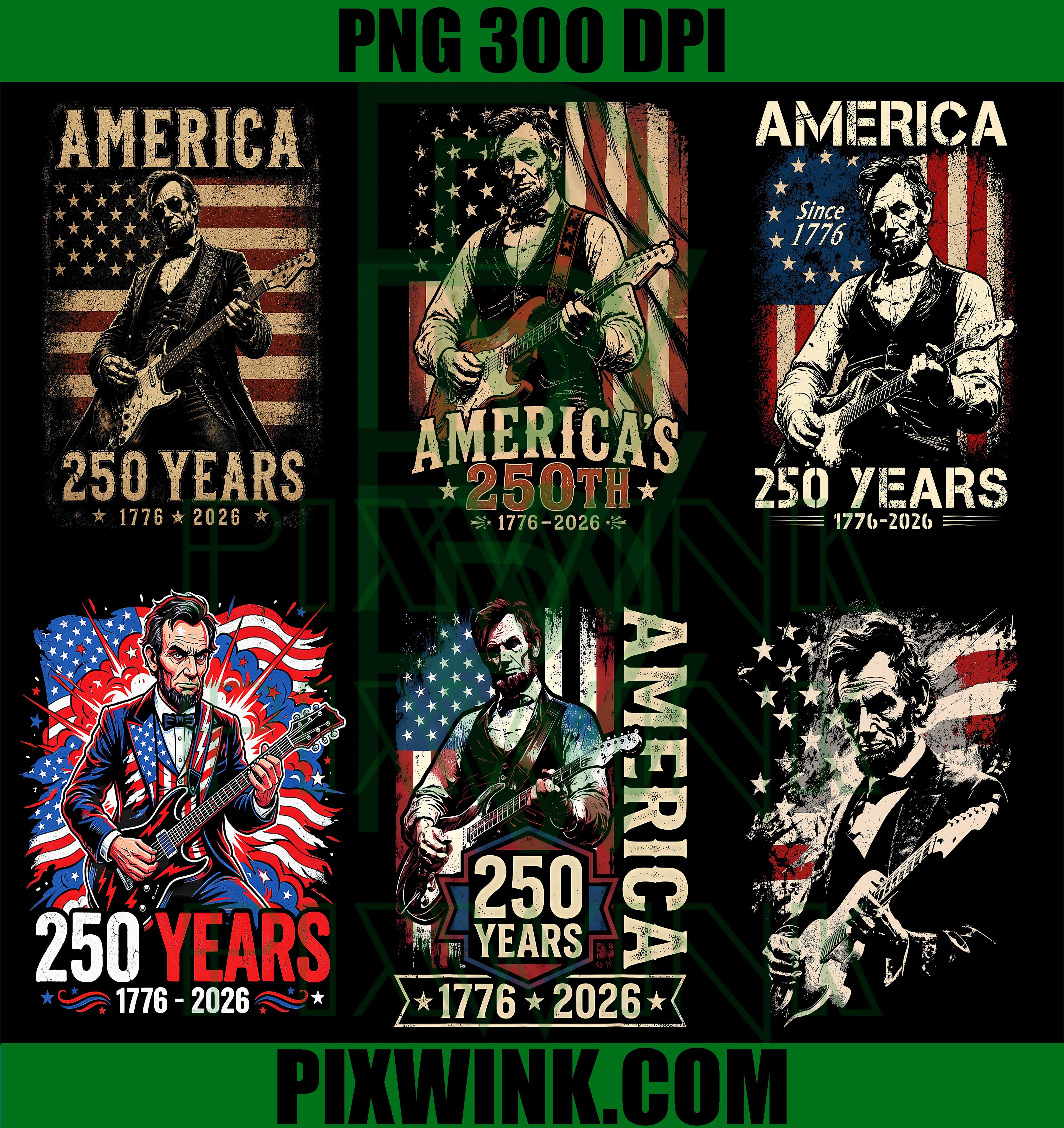 America 250th Lincoln Rocker Bundle PNG, US Flag Patriotic PNG