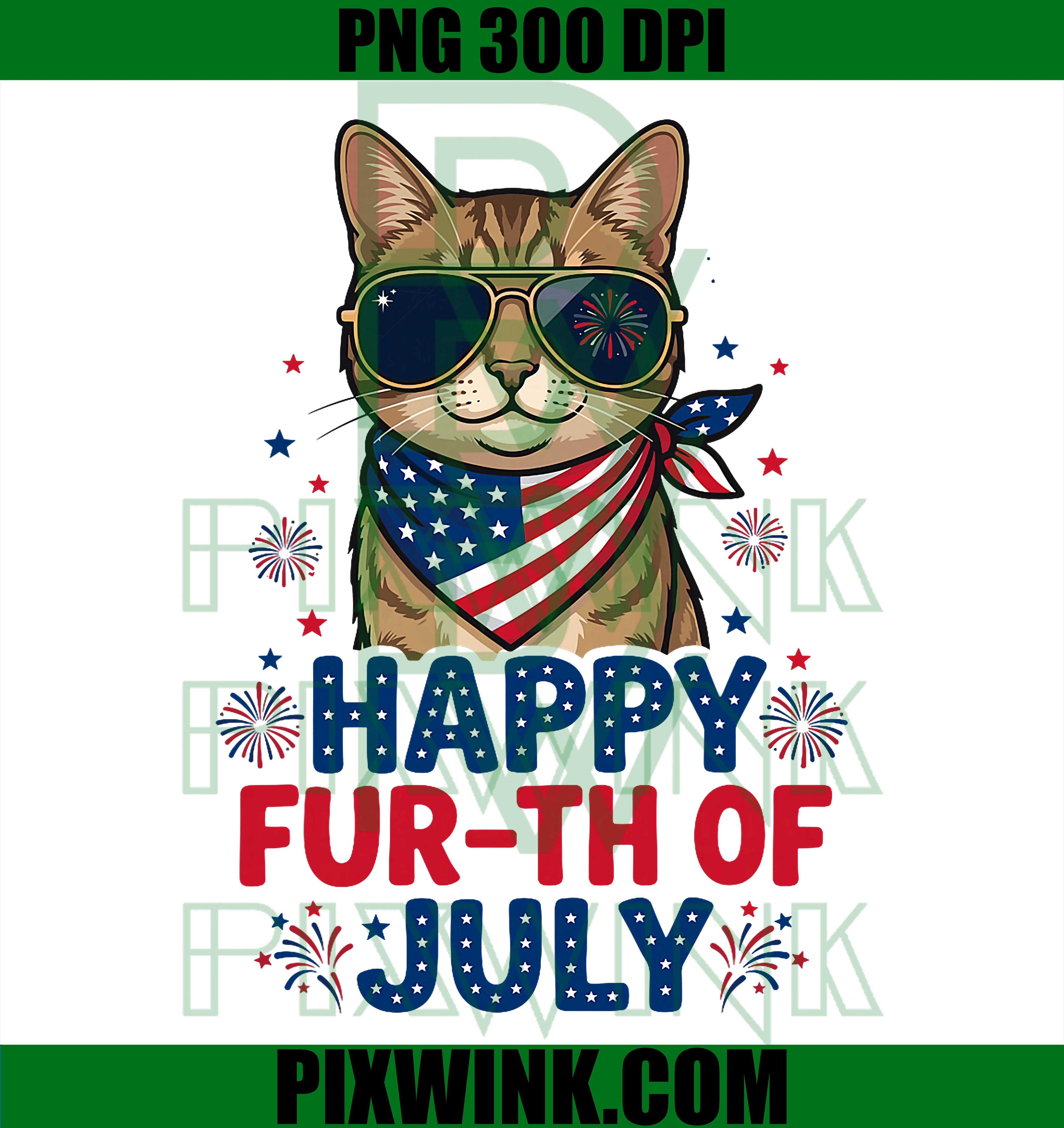 Funny Cat 4th July PNG, Fur-th of July Cat PNG