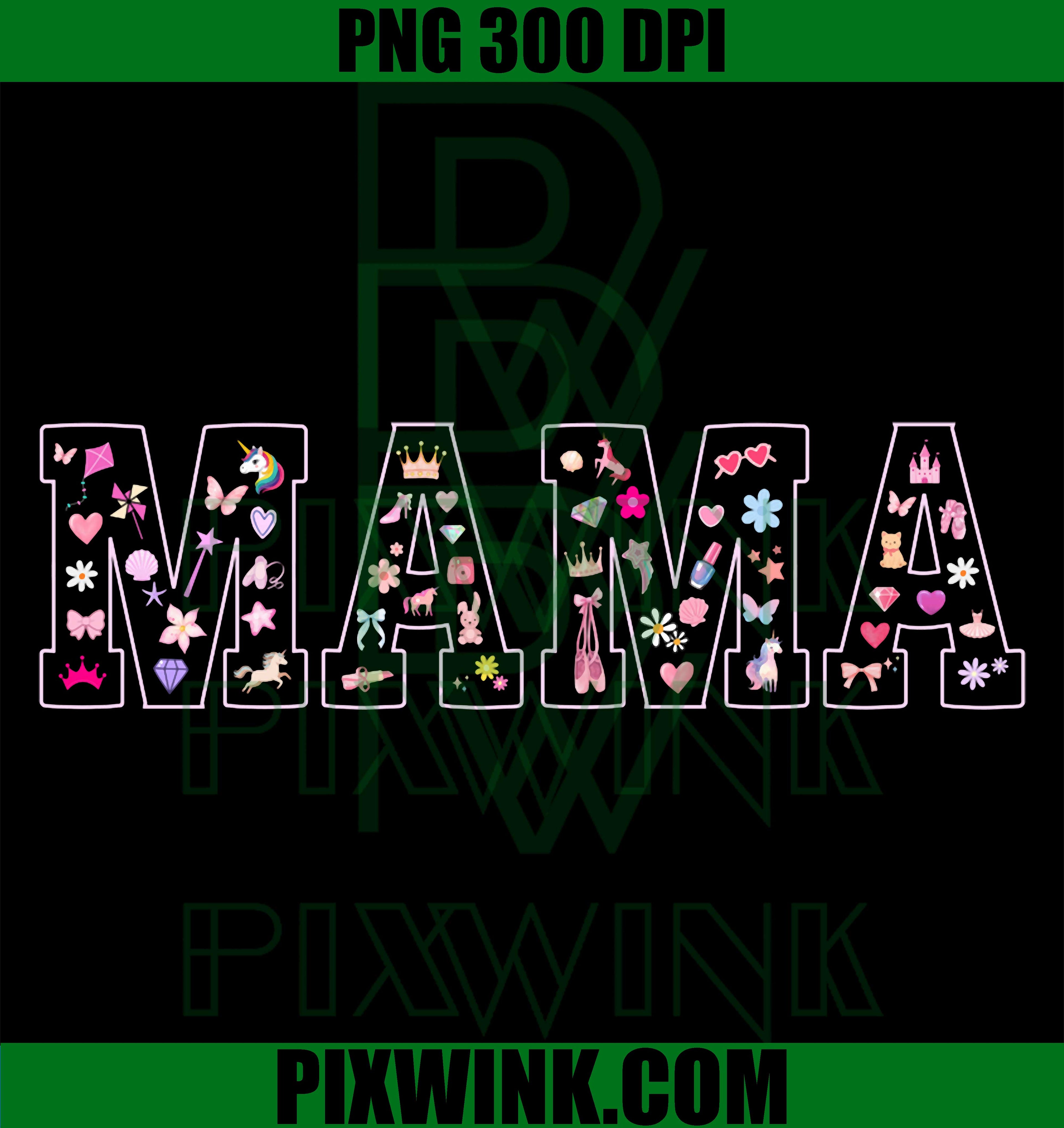 Mother of Girls PNG, Princess Bows PNG, Proud Mama PNG