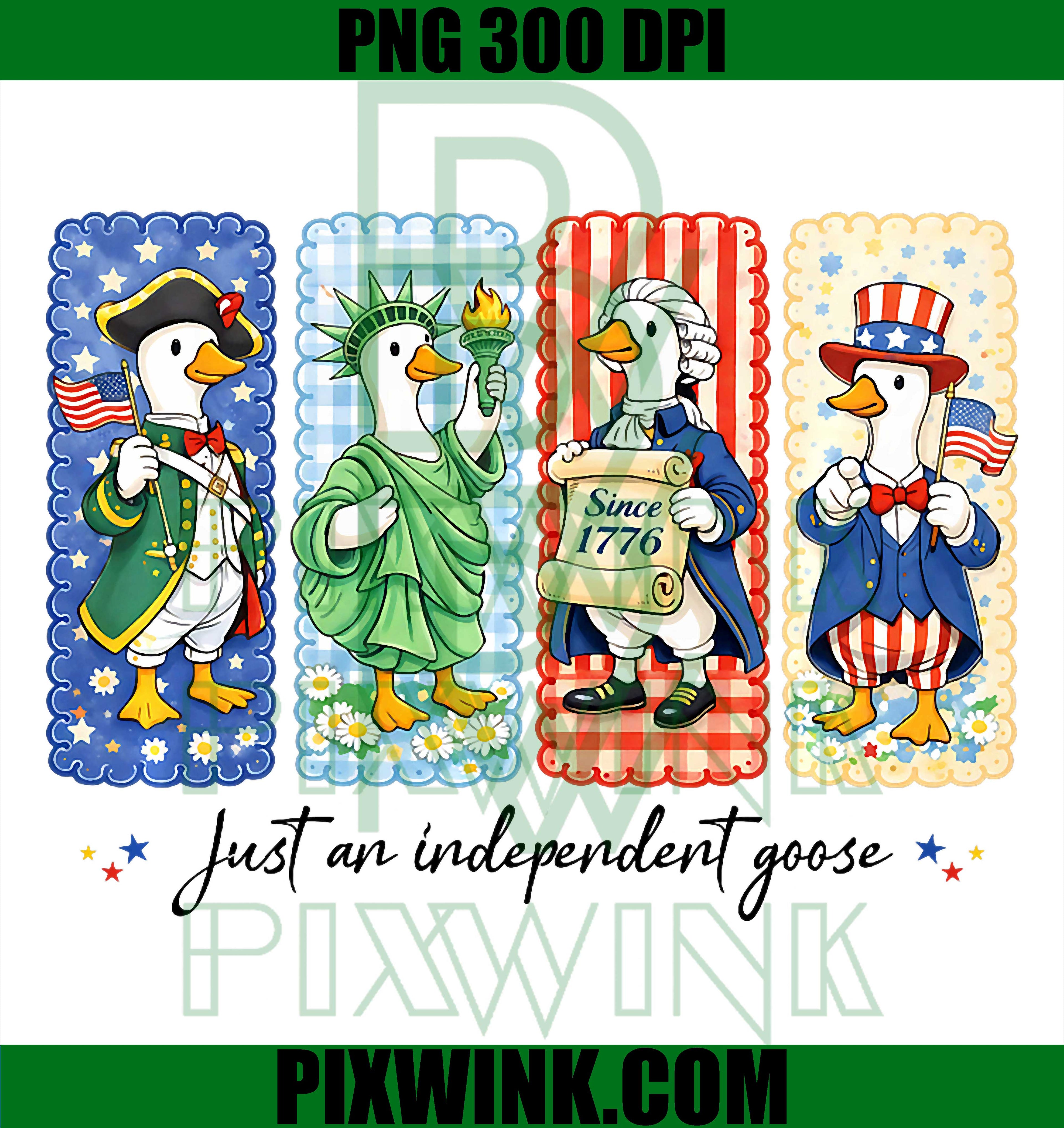 Independent Goose PNG, Funny Patriotic 4th July PNG Red White Blue Design