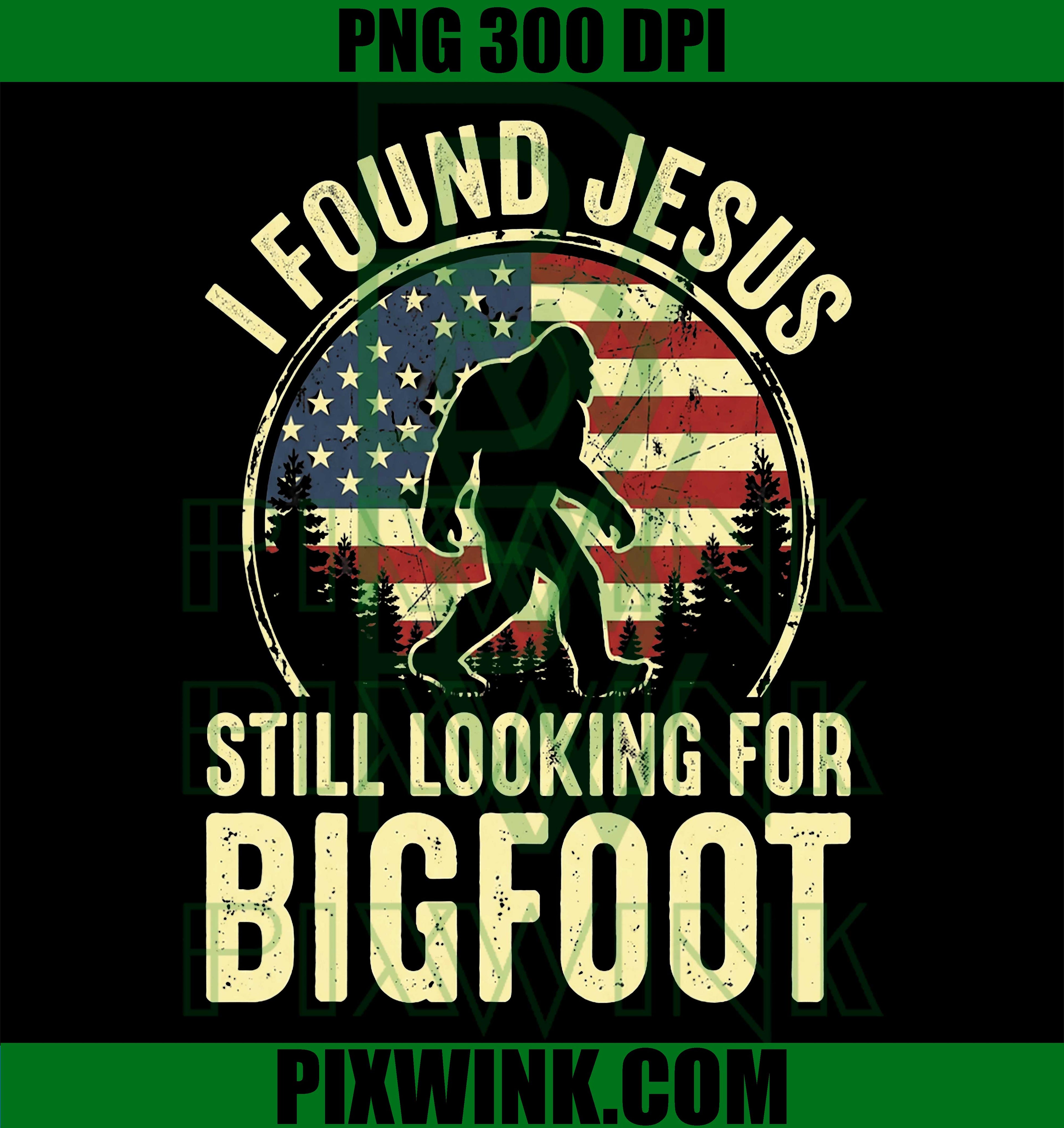 Jesus Bigfoot American Flag PNG, Funny Faith Cryptid Design PNG