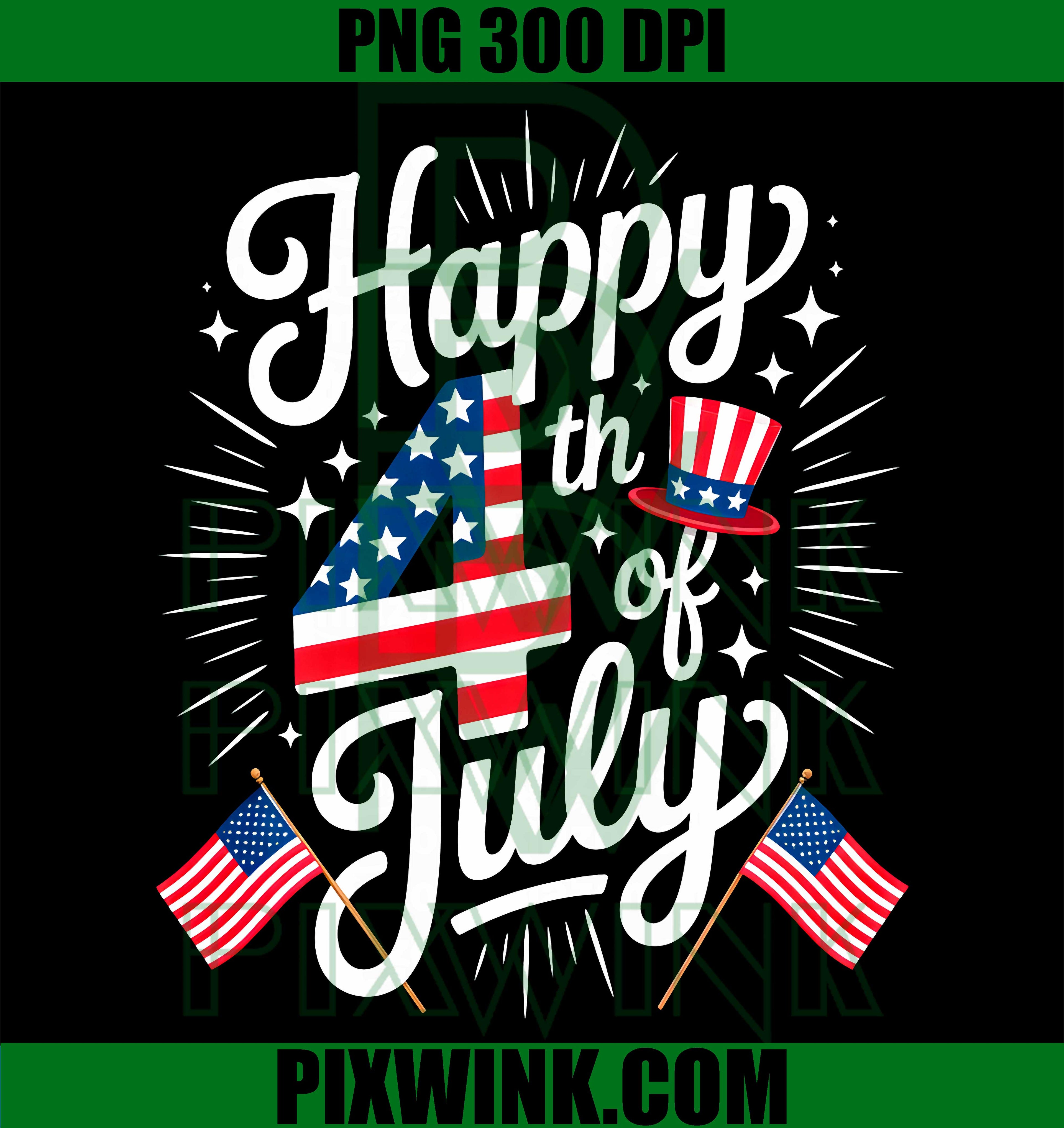 Happy 4th July PNG, Patriotic American Flag USA PNG