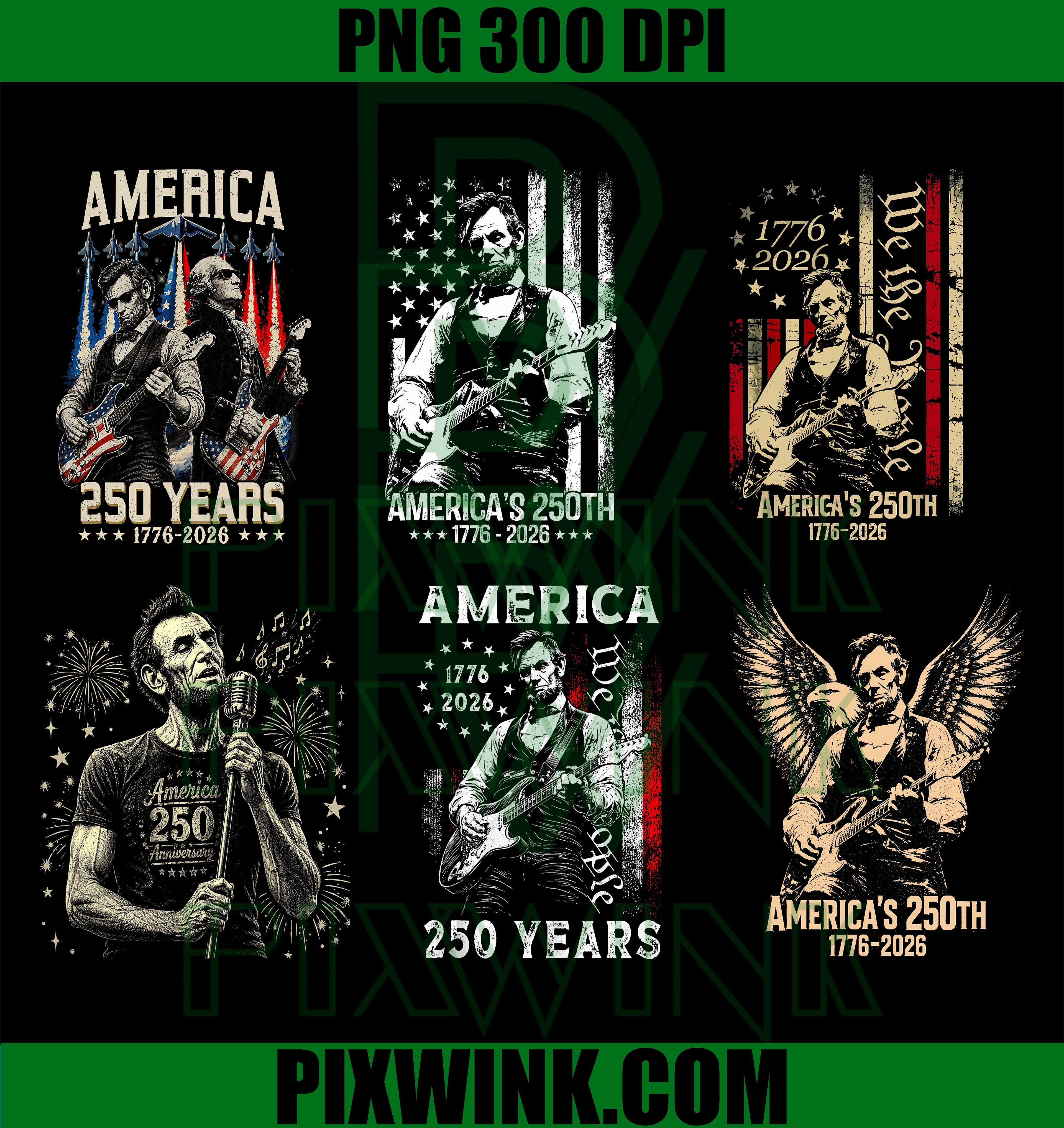 America 250th Lincoln Rocker Bundle PNG, US Flag Patriotic PNG