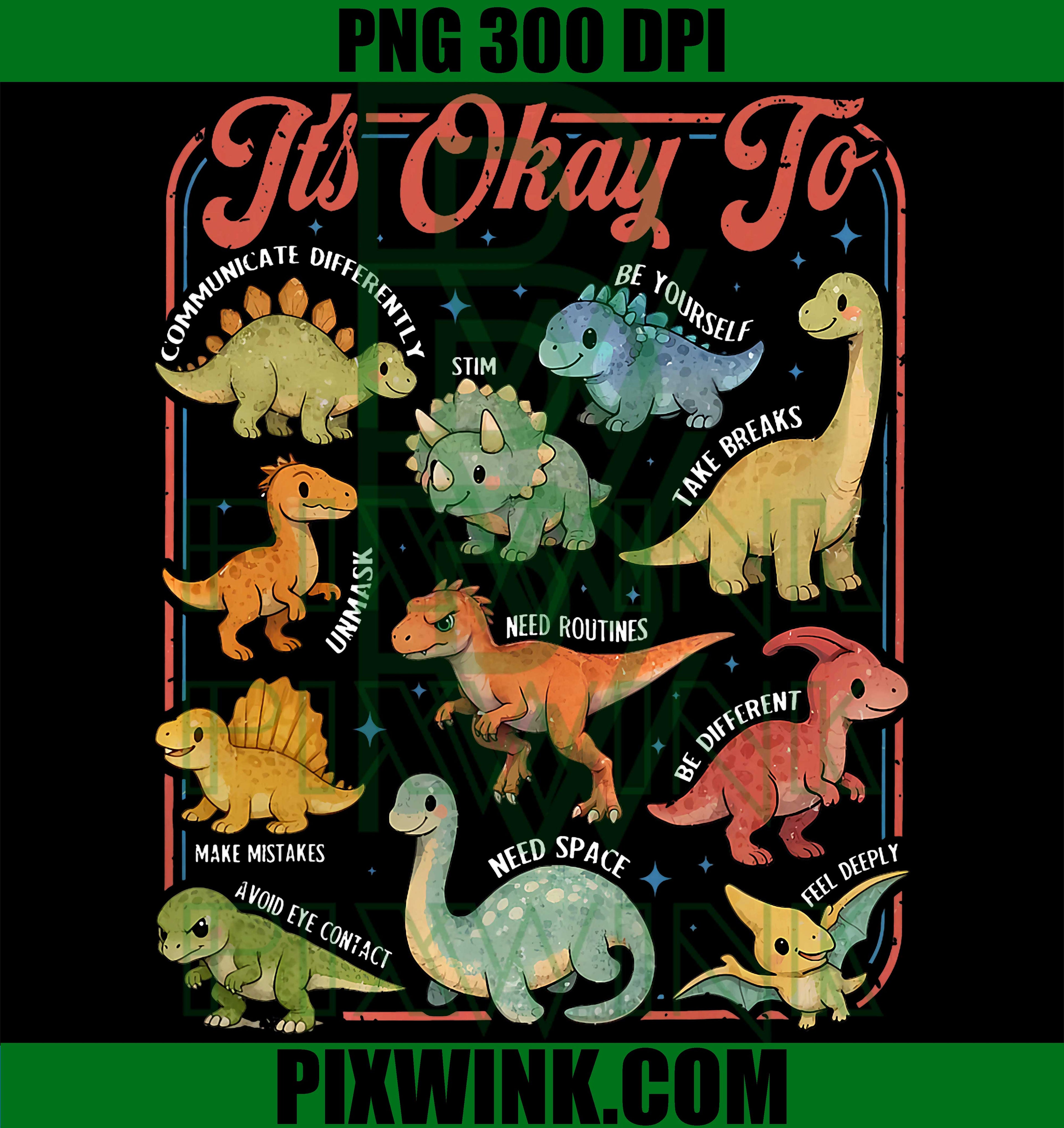 It’s Okay To Be Different PNG, Autism Dinosaur Neurodiversity PNG