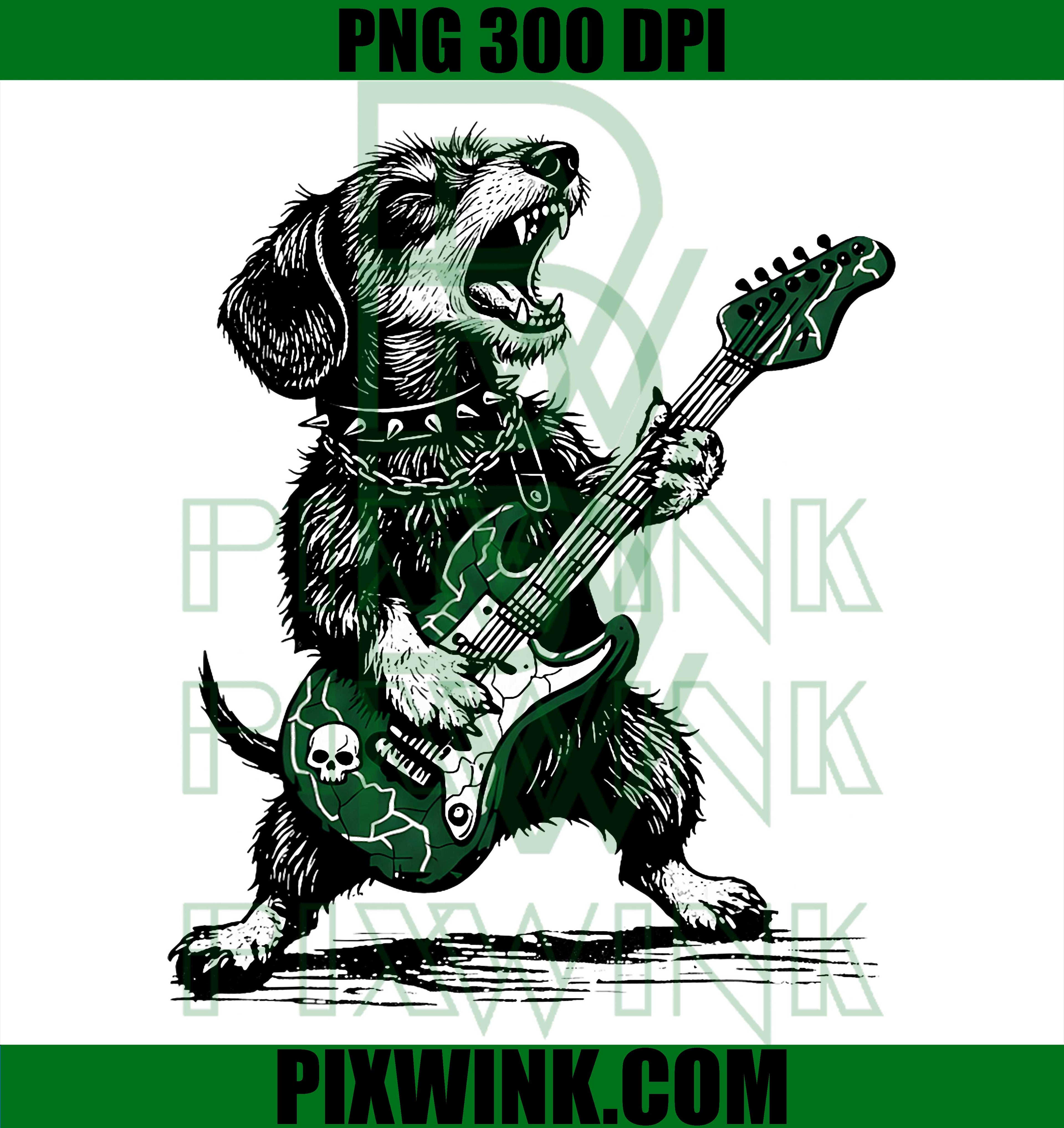 Dachshund Playing Guitar PNG, Funny Guitar Dog Music PNG