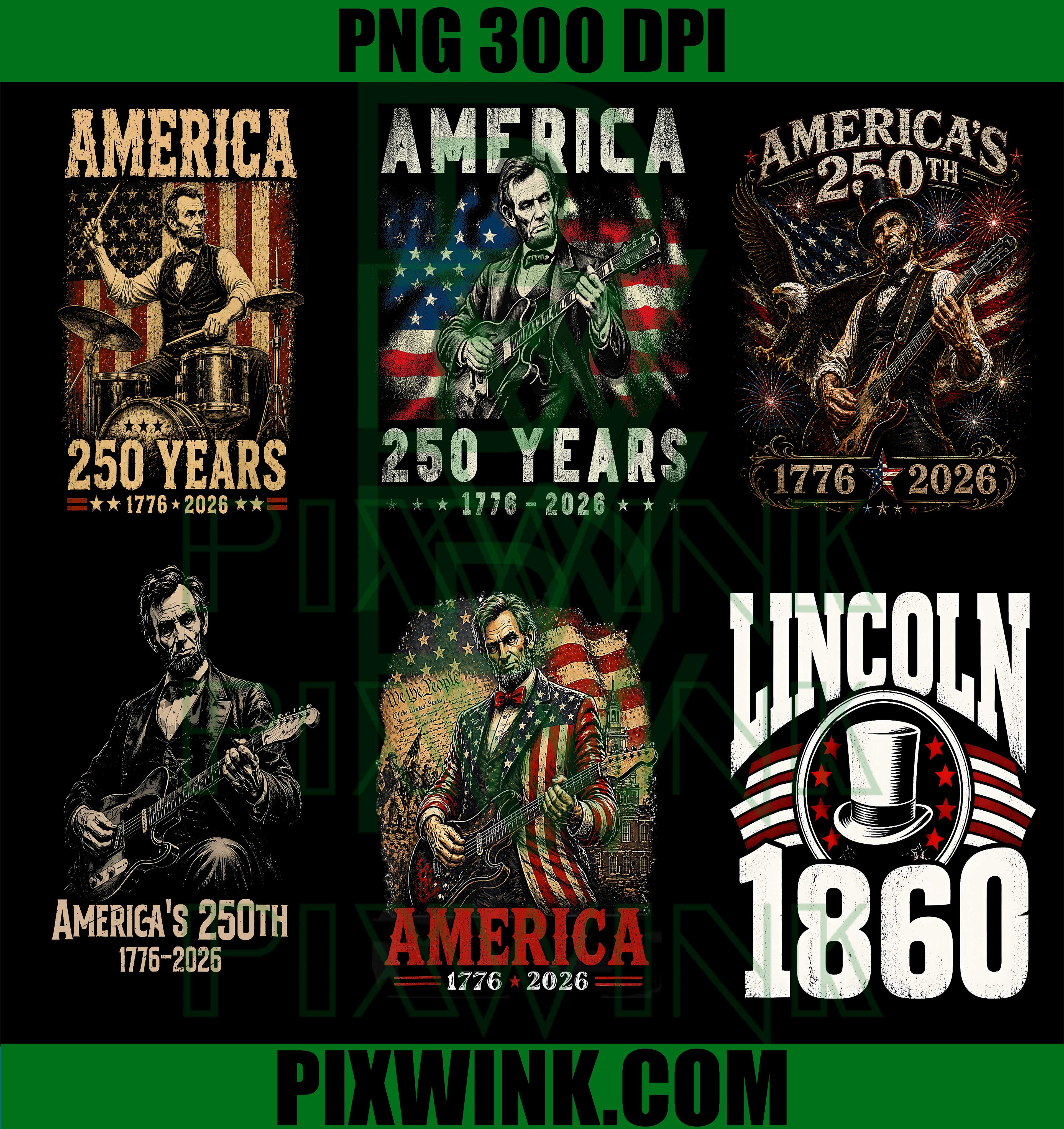 America 250th Lincoln Rocker Bundle PNG, US Flag Patriotic PNG