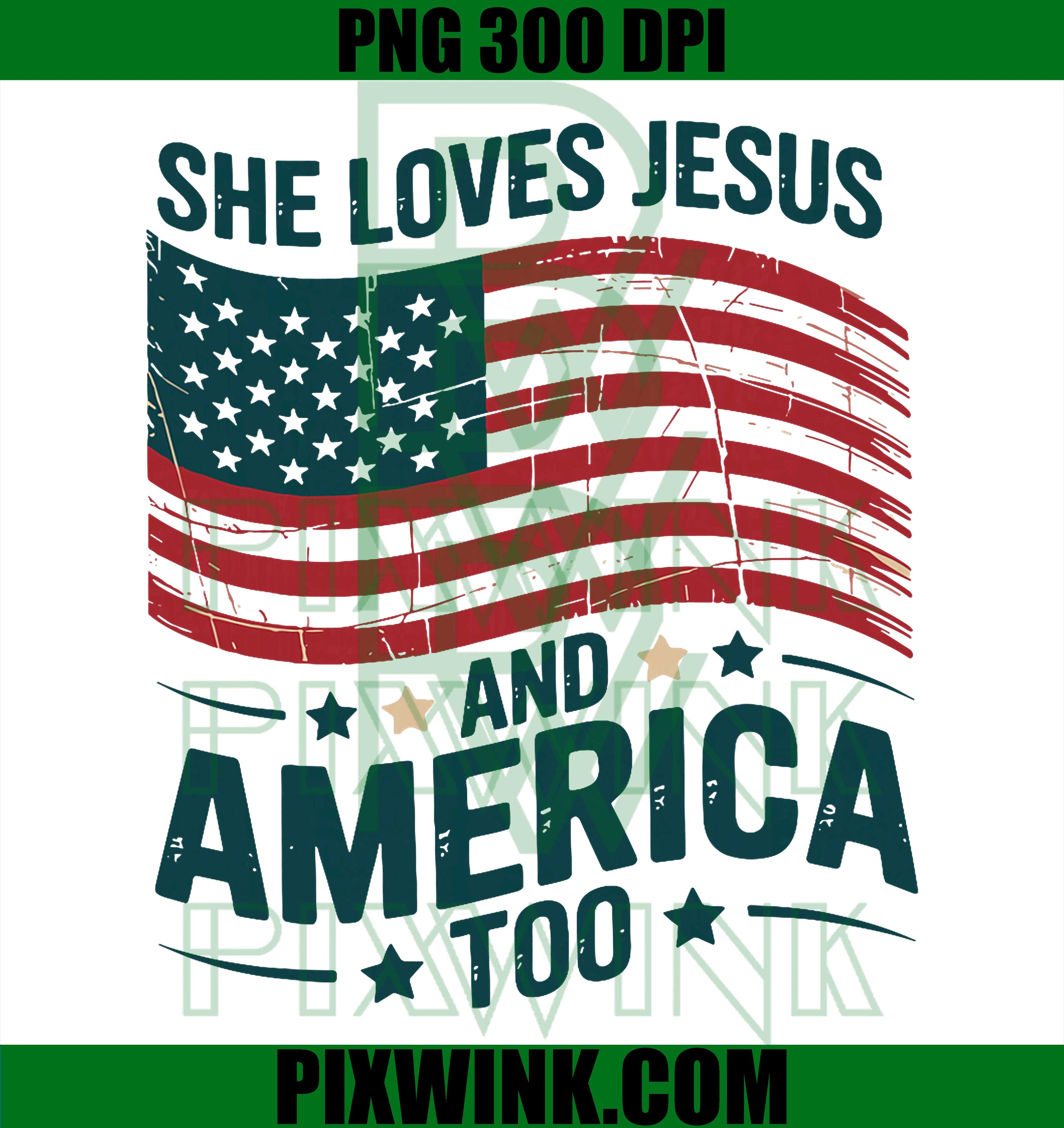 Jesus Loves America PNG, Christian 4th of July Women Design PNG