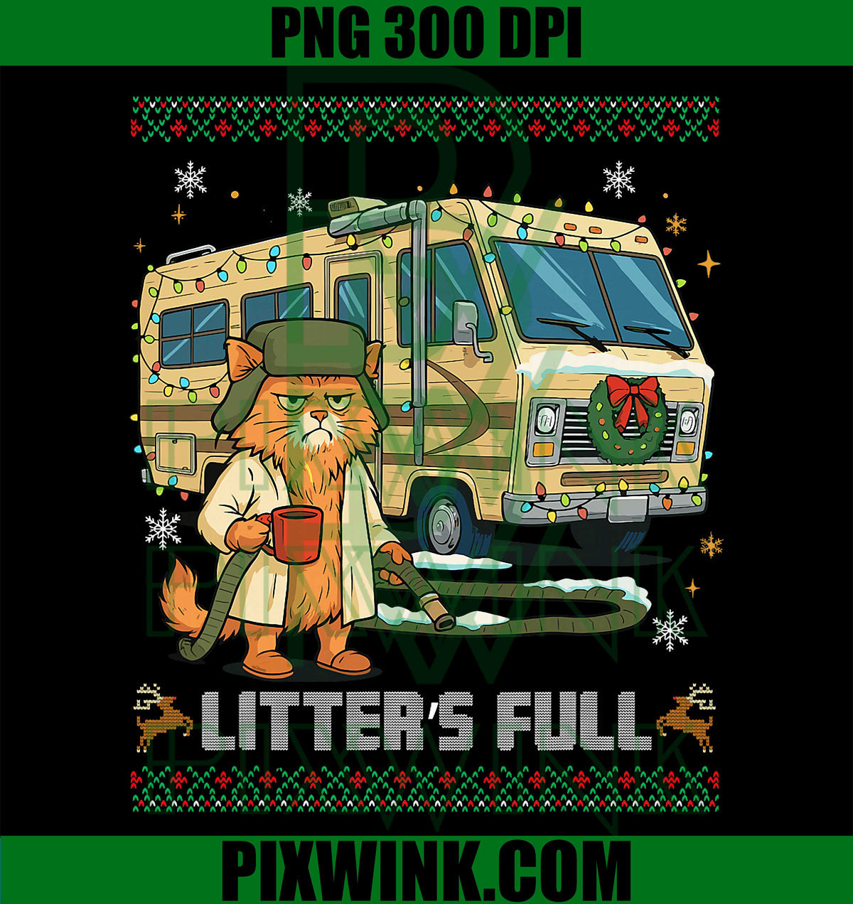 Litter's Full PNG, Funny Silly Cat Holding Coffee Meme PNG