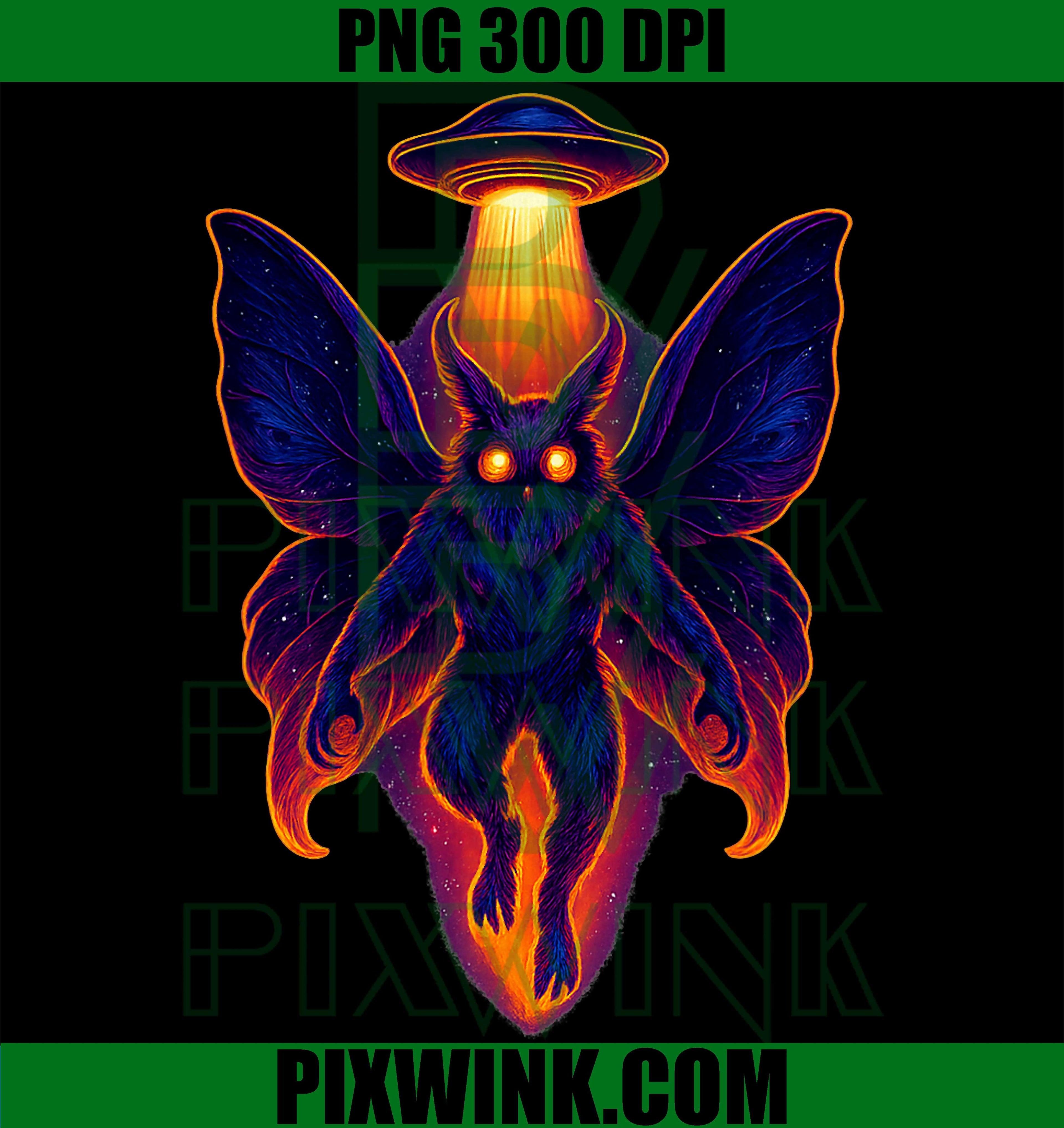 Mothman Cryptid PNG, UFO Abduction PNG, Paranormal Design PNG