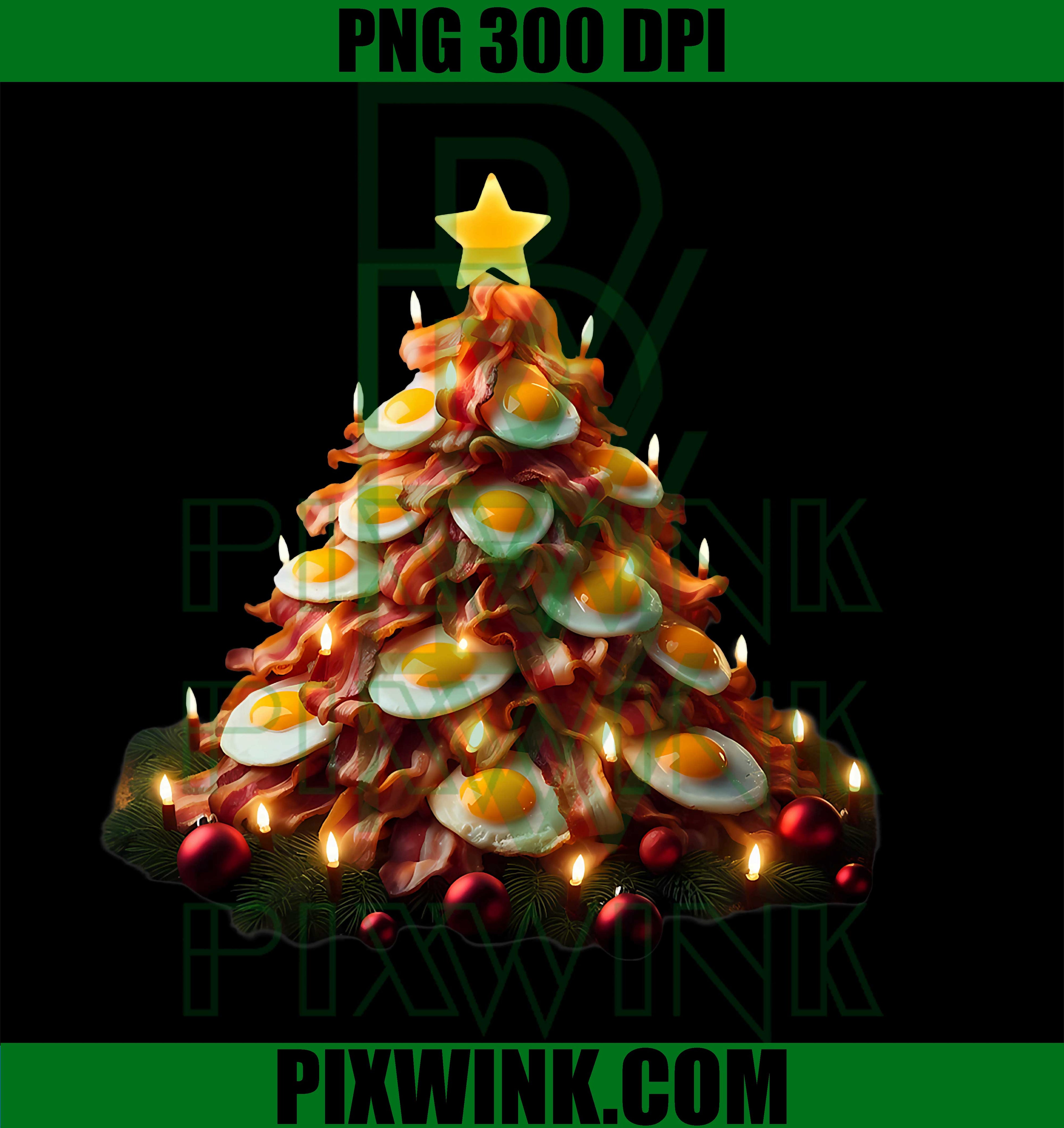 Bacon Christmas Tree With Eggs Carnivore Keto Meat Lover Fun PNG