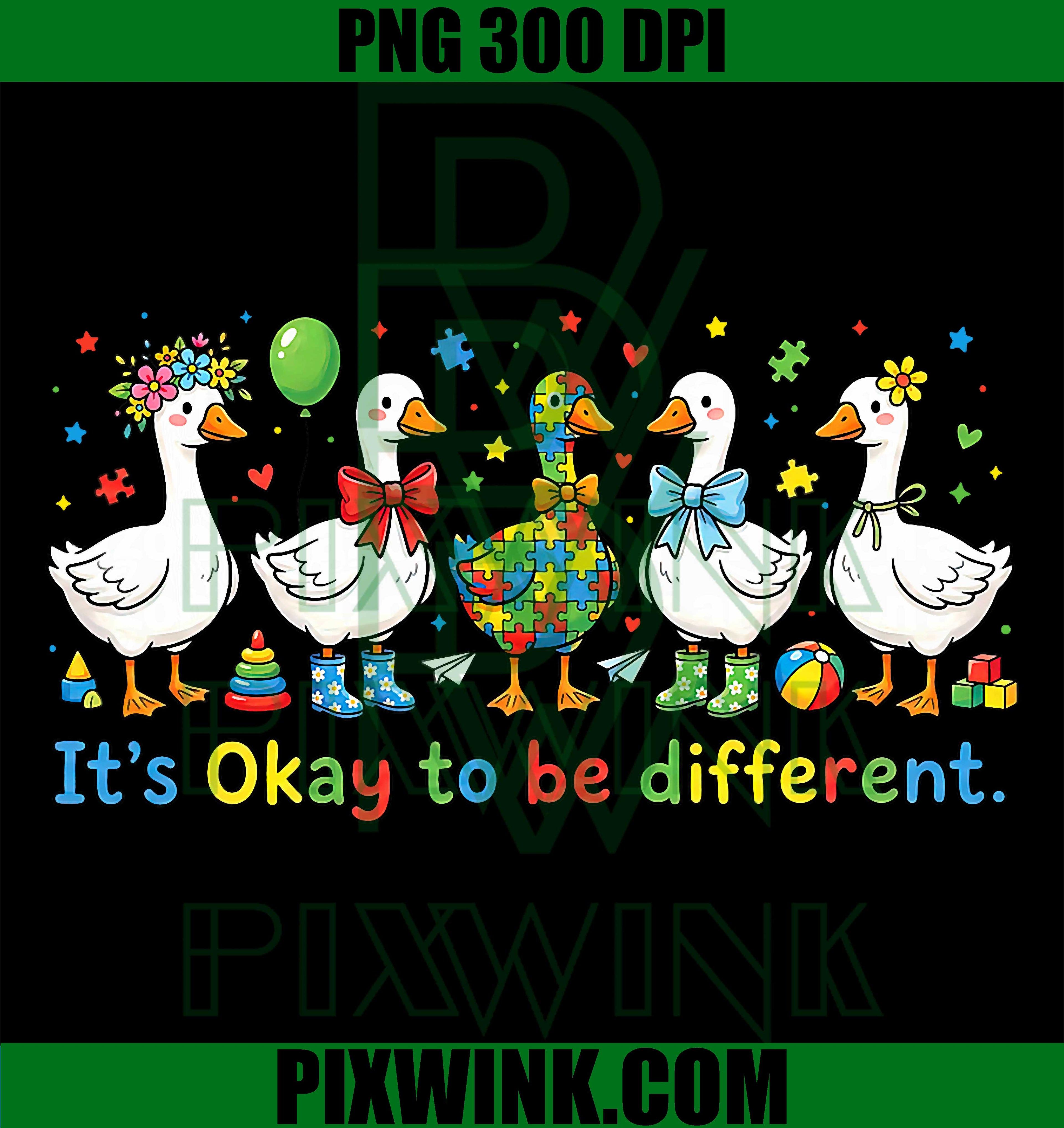 It’s Okay To Be Different Goose PNG, Autism Puzzle Awareness PNG