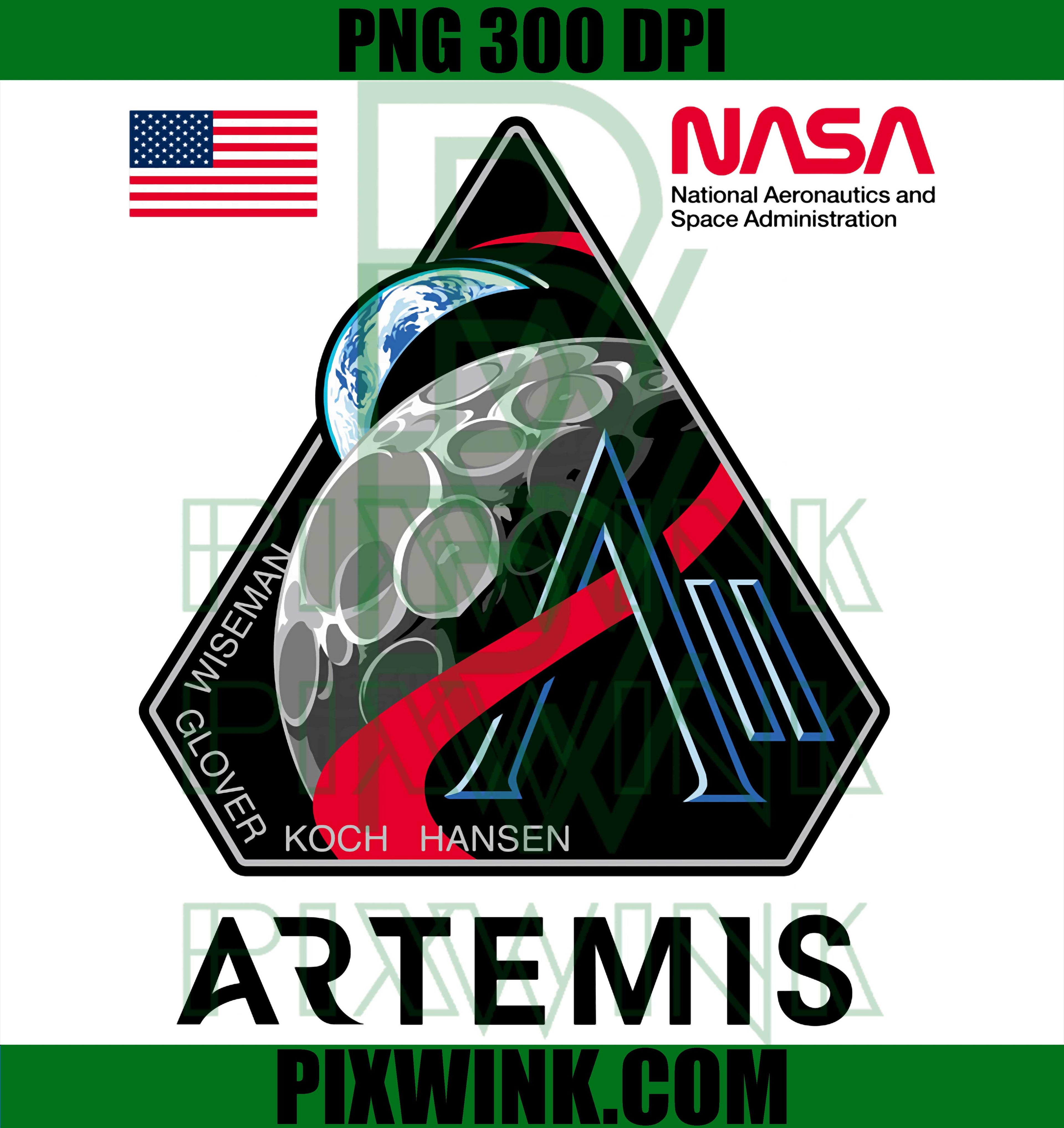 NASA Artemis II PNG, Mission Patch Logo PNG Moon Space Program Design