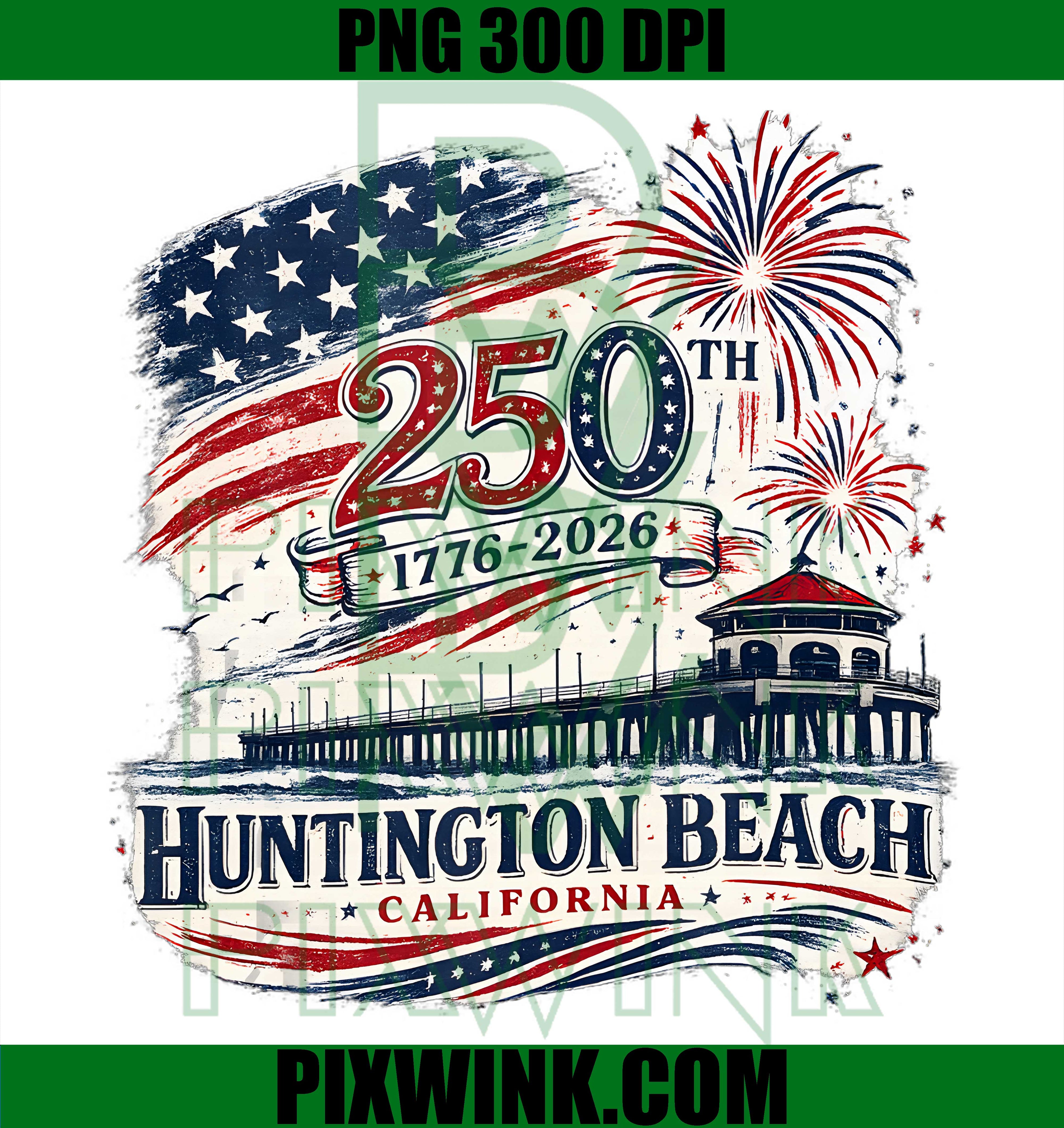 Huntington Beach America 250 PNG, Patriotic Womens PNG
