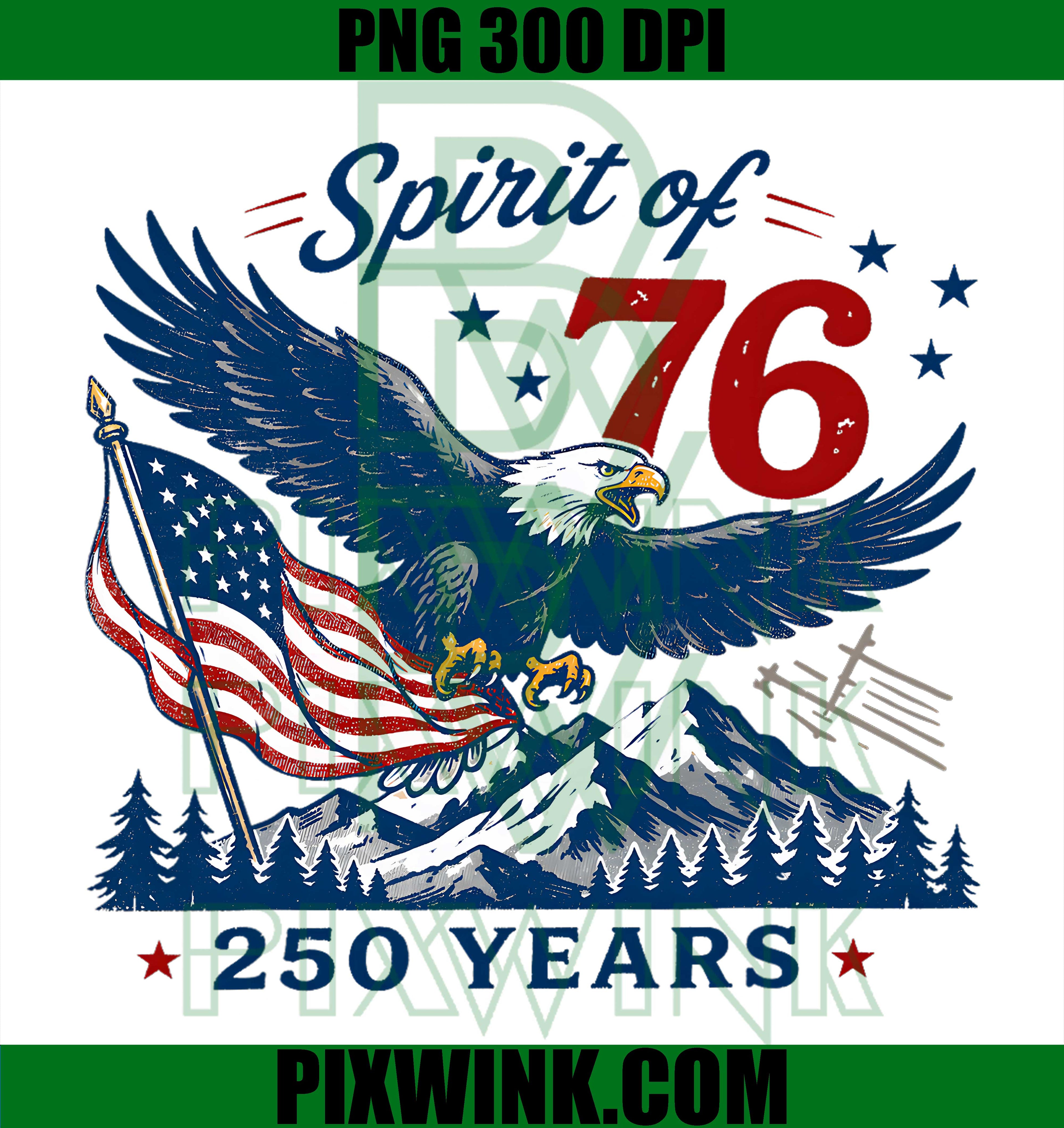 Spirit of 76 Vintage Patriotic PNG, 4th July 250th Anniversary PNG